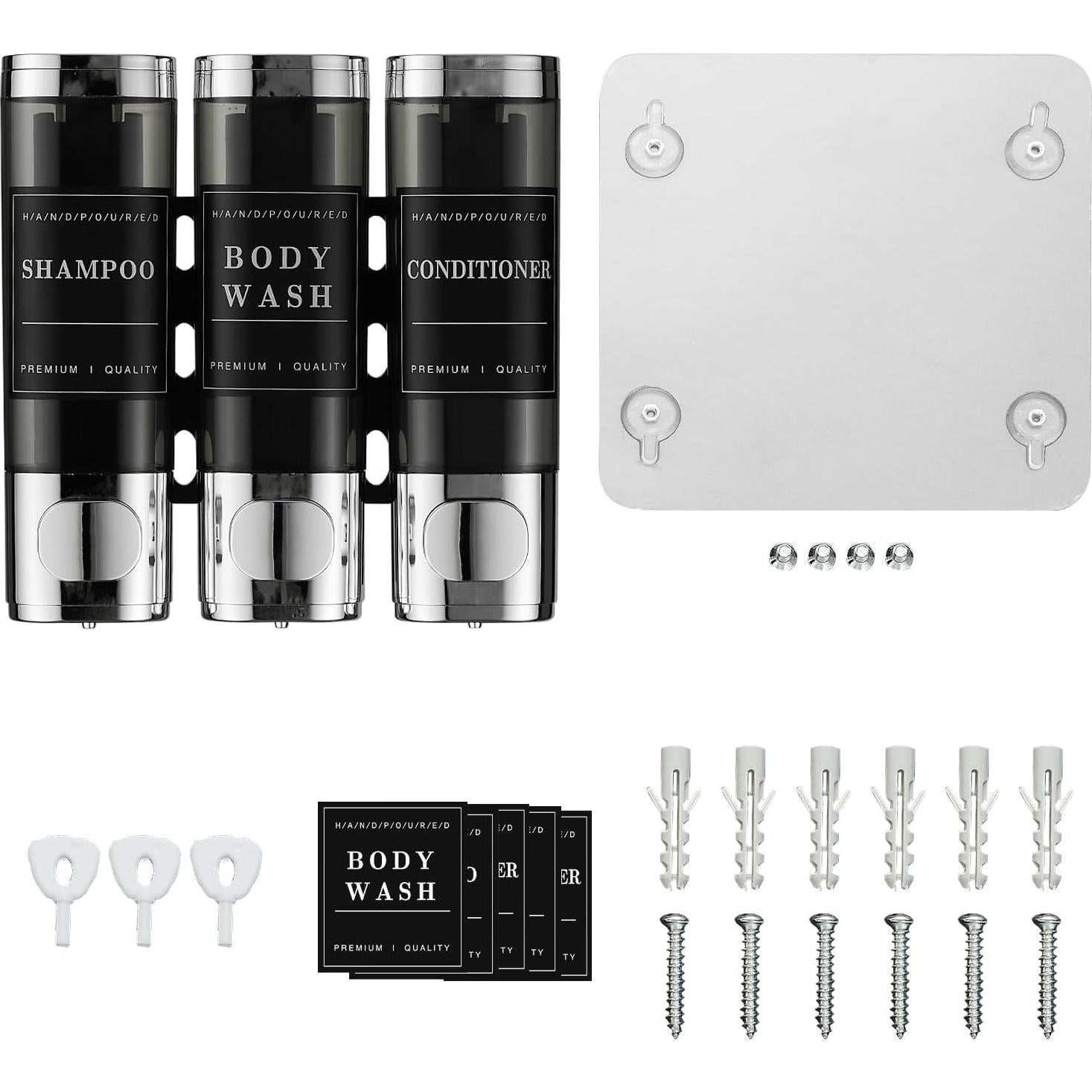 Dispensador de Jabón Unisense 3 Cámaras Cromo 300ml Sin Taladro