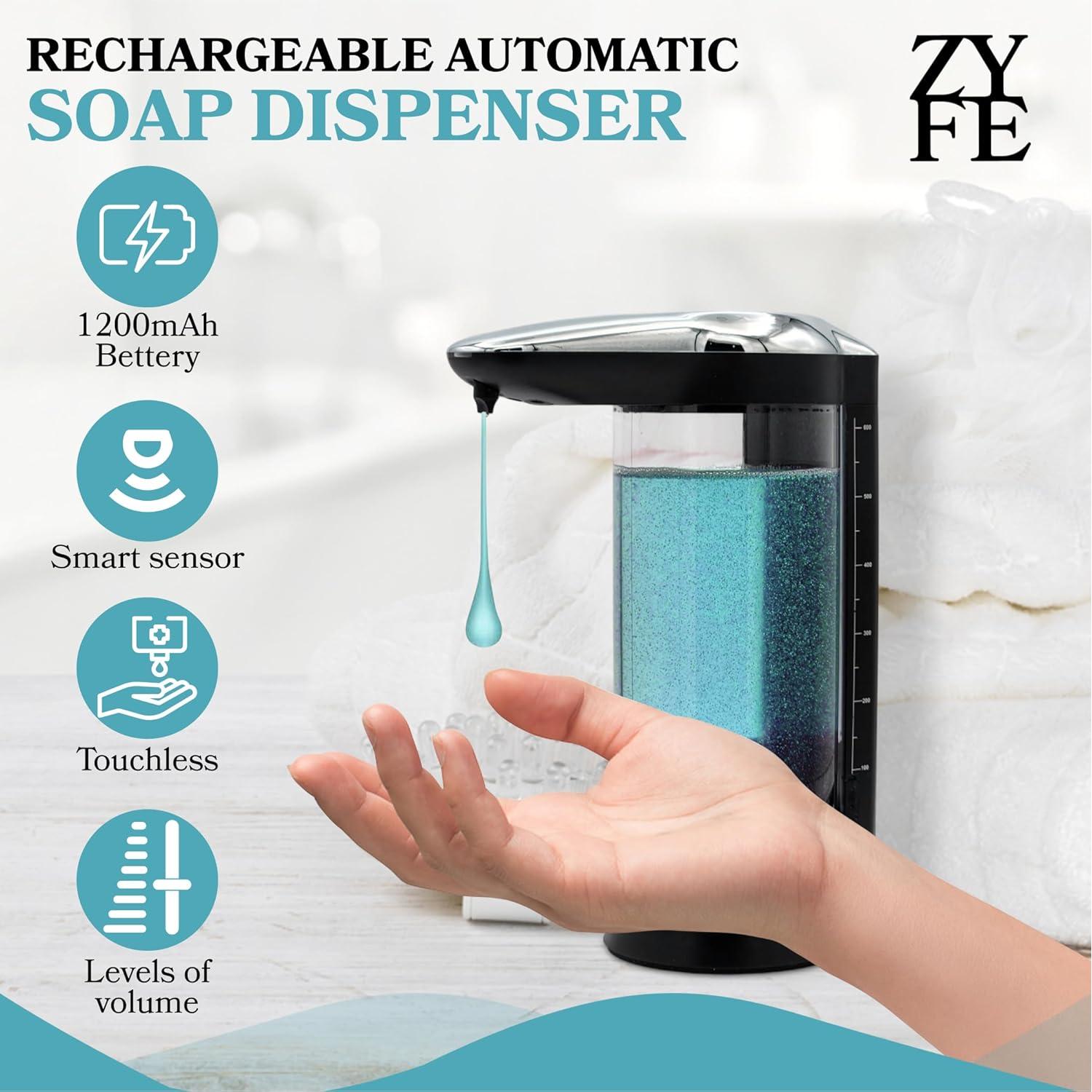 Dispensador de Jabón Automático ZYFE 650ml Recargable Sin Contacto