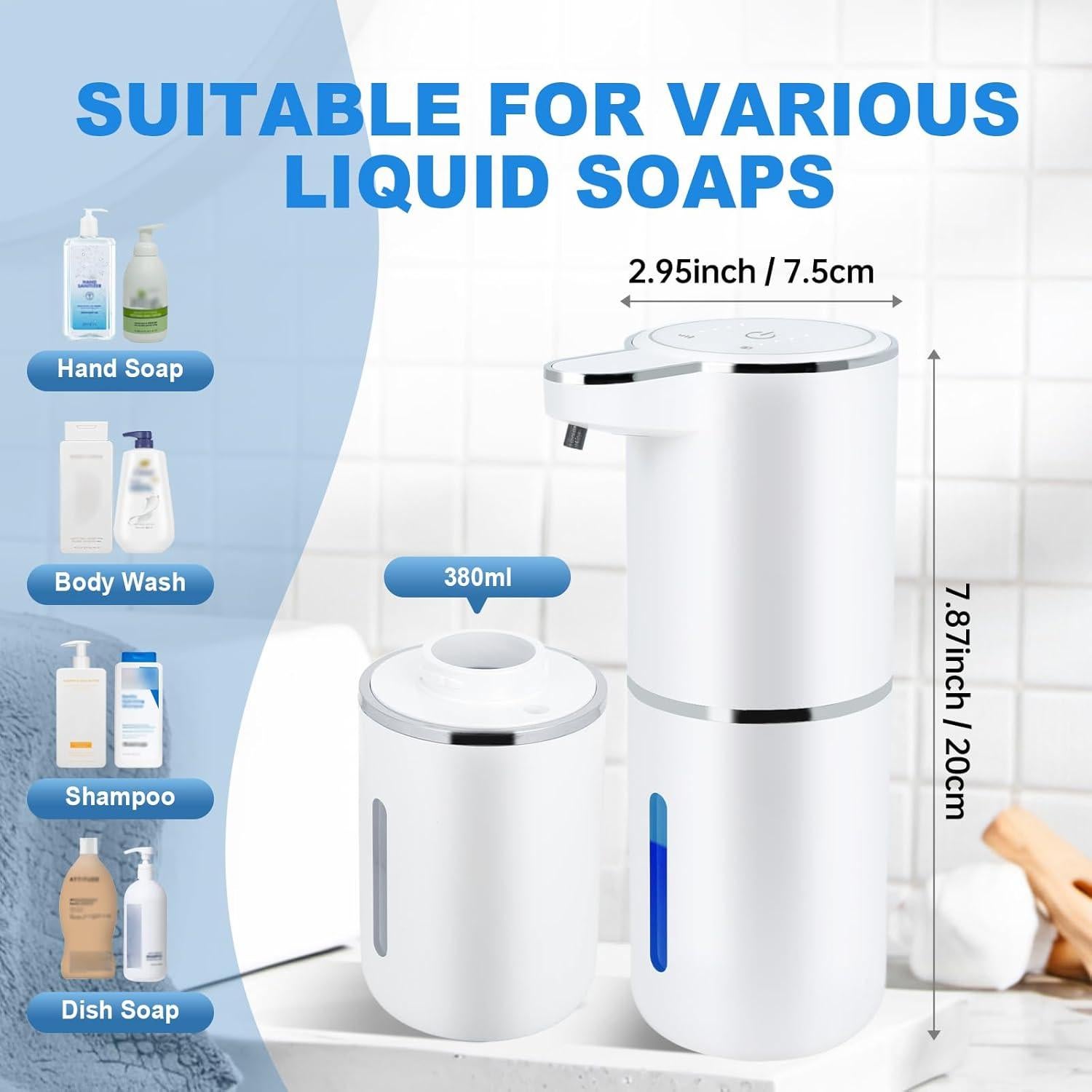 Dispensador de Jabón Automático Melygale Blanco 348g USB Recargable