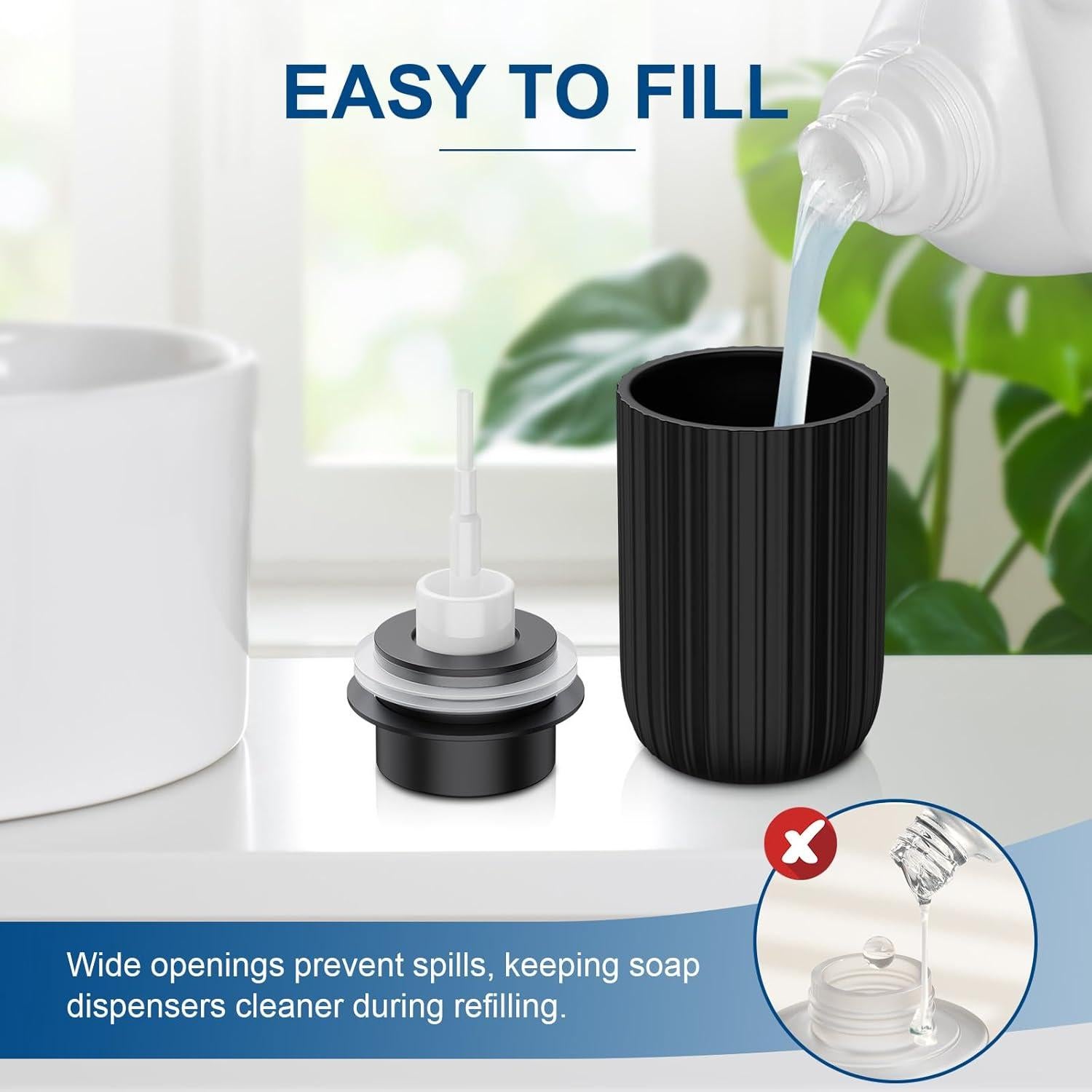 Dispensador de Jabón Espumoso Cerámica Dlirho 355 ml Negro