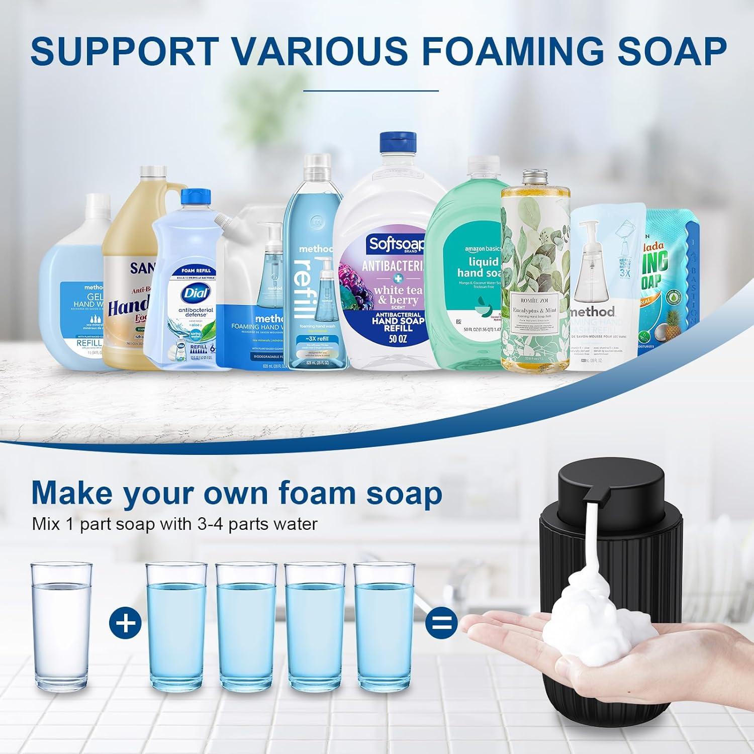 Dispensador de Jabón Espumoso Cerámica Dlirho 355 ml Negro