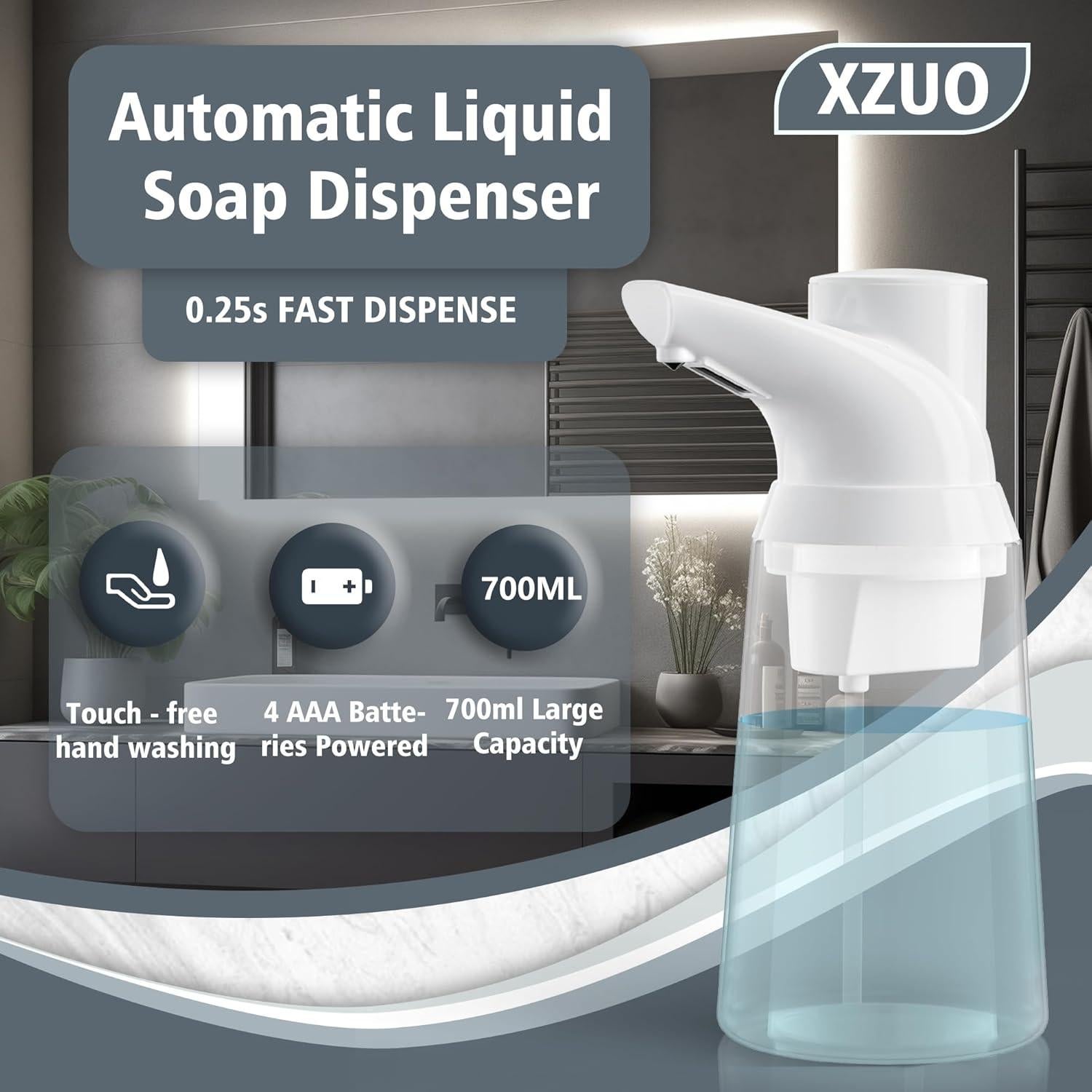 Dispensador de Jabón Automático XZUO 700 ml Blanco con Sensor