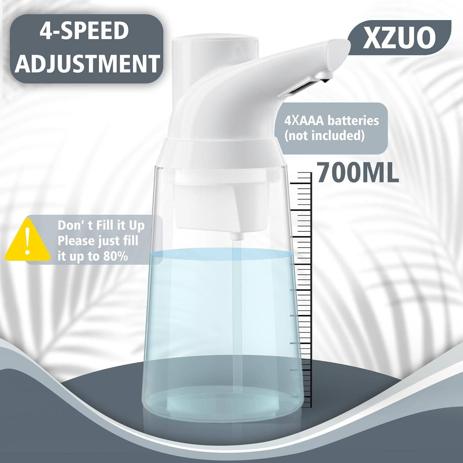 Dispensador de Jabón Automático XZUO 700 ml Blanco con Sensor