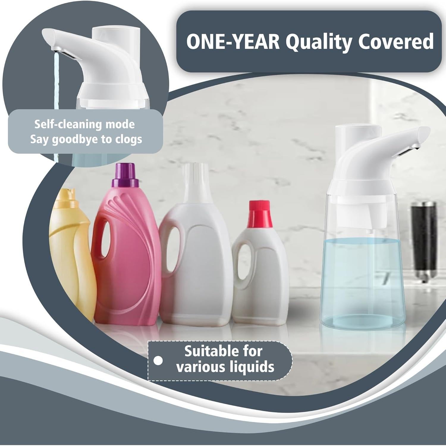 Dispensador de Jabón Automático XZUO 700 ml Blanco con Sensor