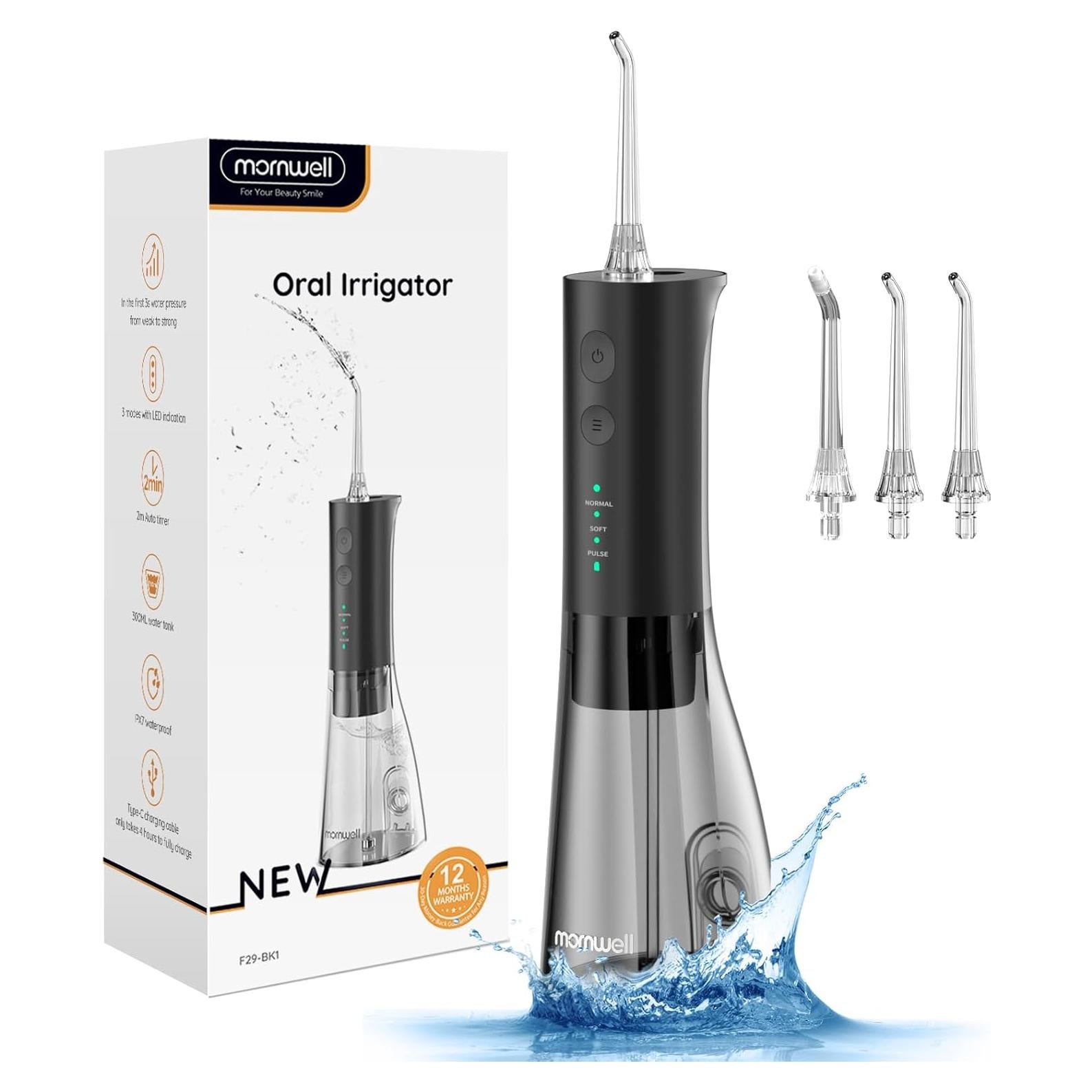 Hilo Dental Inalámbrico Mornwell F29, 300ml, Recargable USB