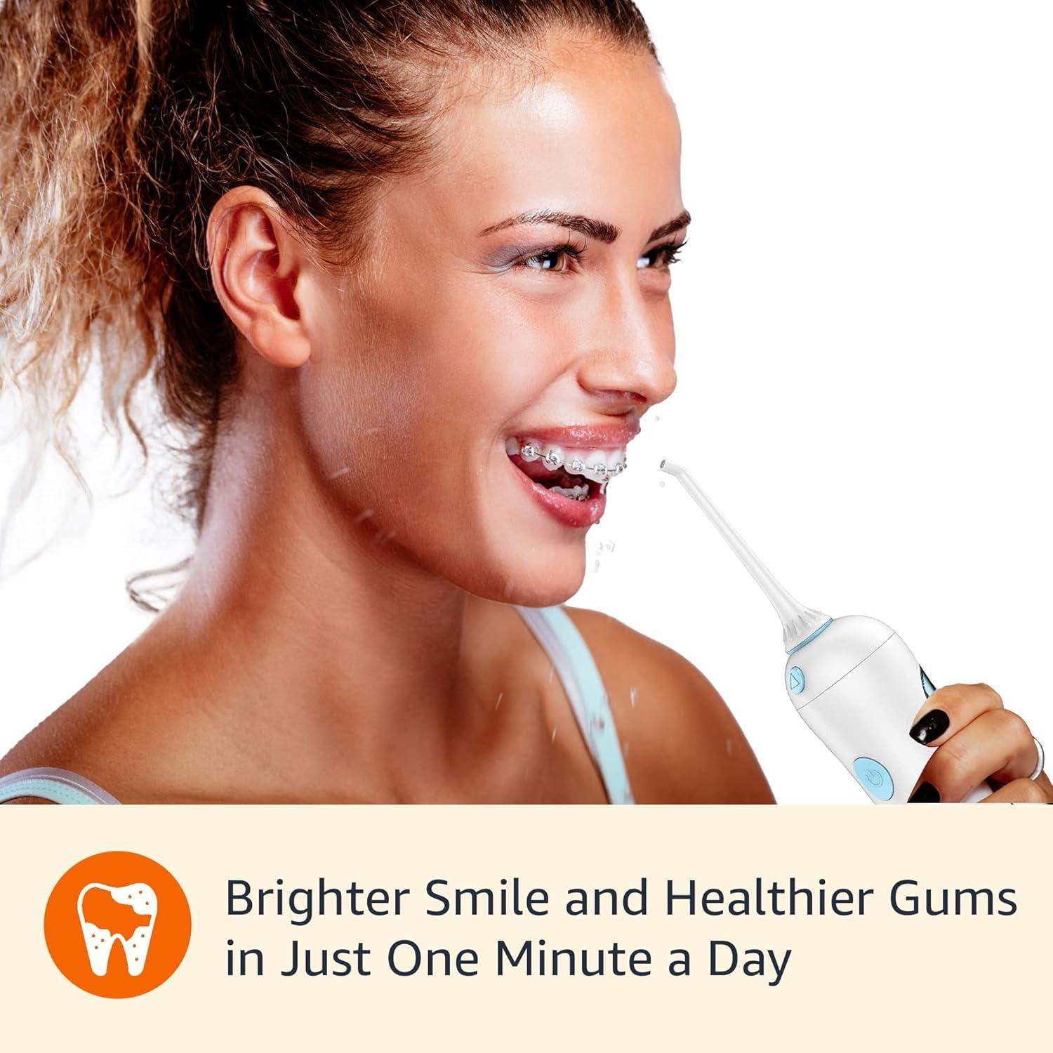 Hilo Dental Inalámbrico Amazon Basics con 2 Puntas y Pilas