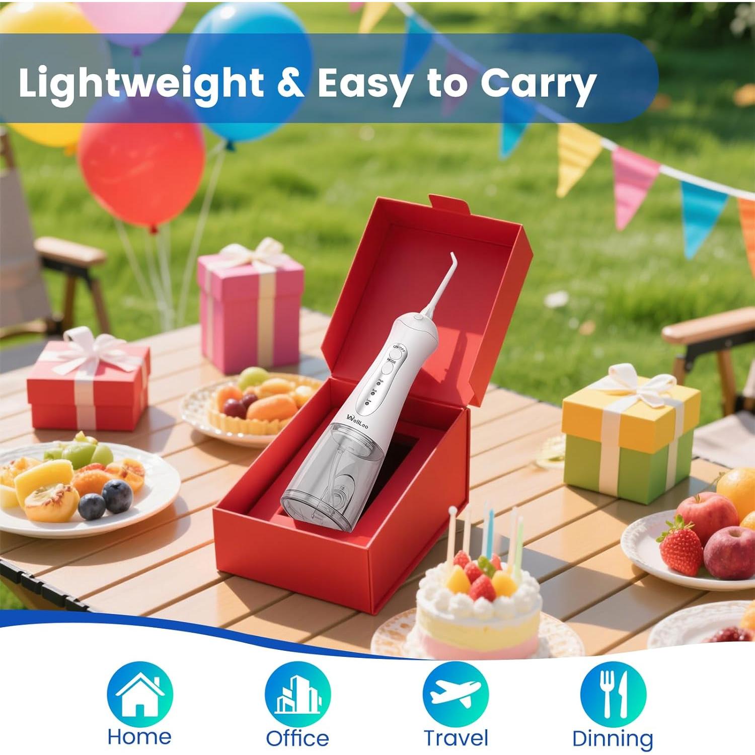 Irrigador Dental Portátil WellLeo C103 con 5 Puntas y IPX7