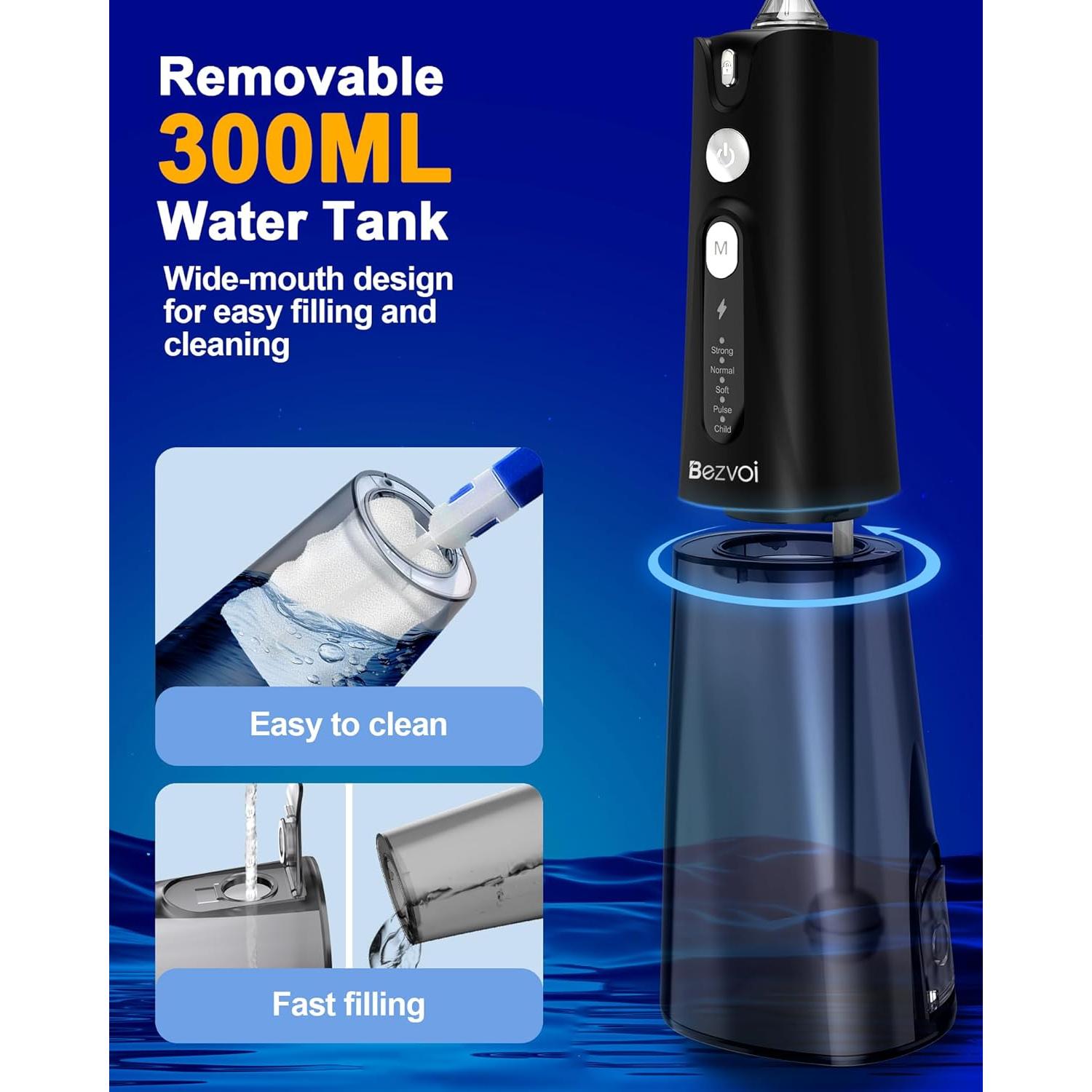 Hilo Dental de Agua Bezvoi Y207 Portátil 300ml 5 Modos IPX7