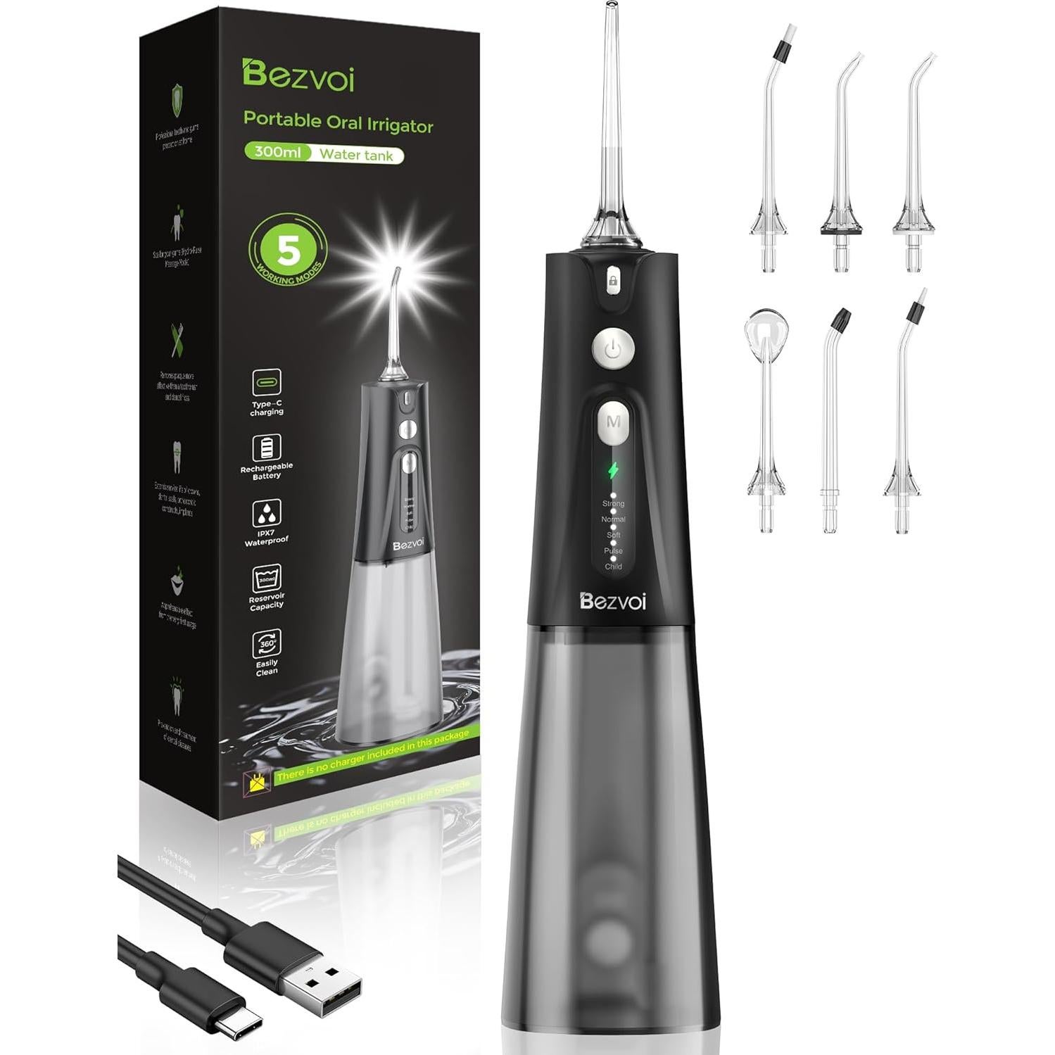 Hilo Dental de Agua Bezvoi Y207 Portátil 300ml 5 Modos IPX7