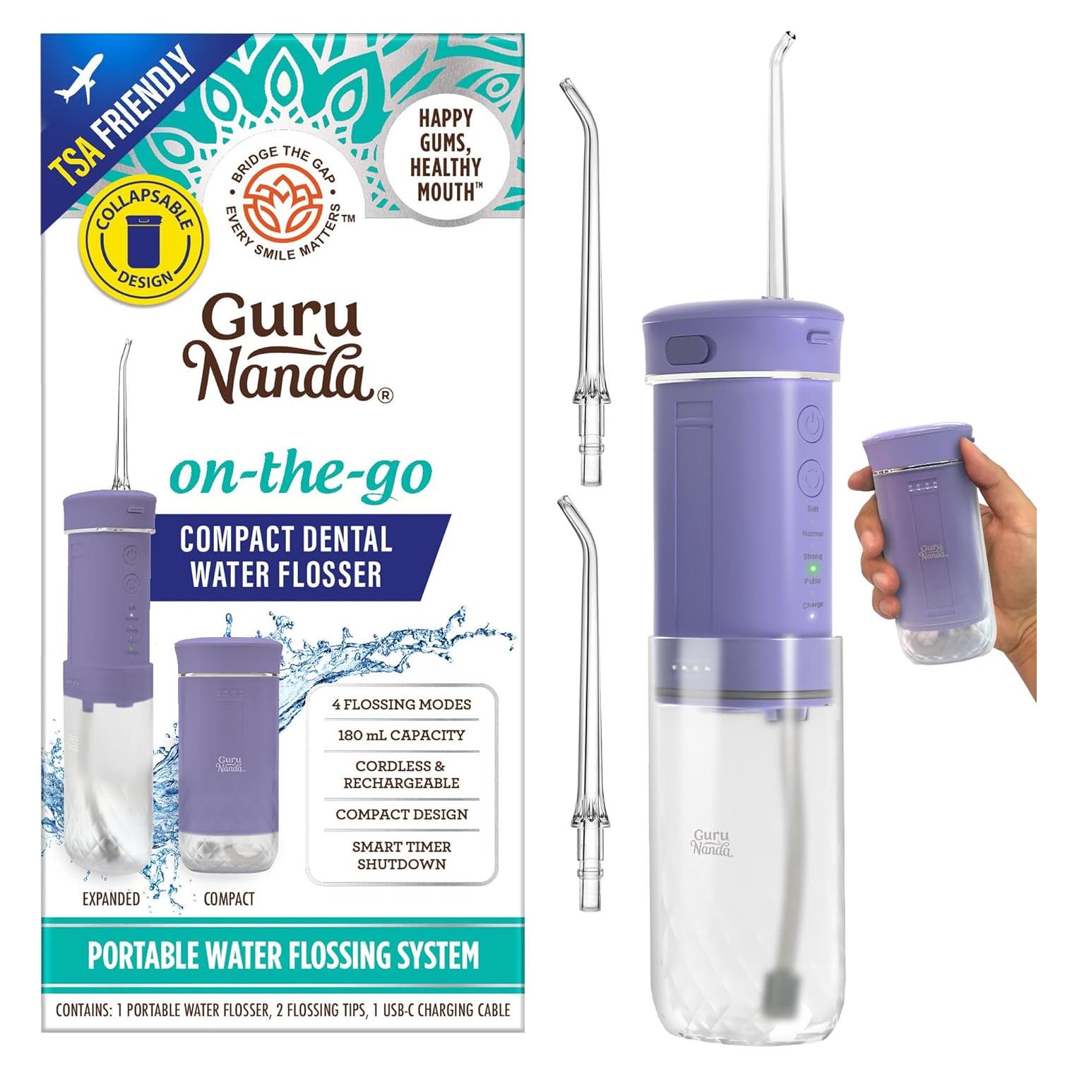 Irrigador Oral Portátil GuruNanda Lavanda, 4 Modos, 180 ml