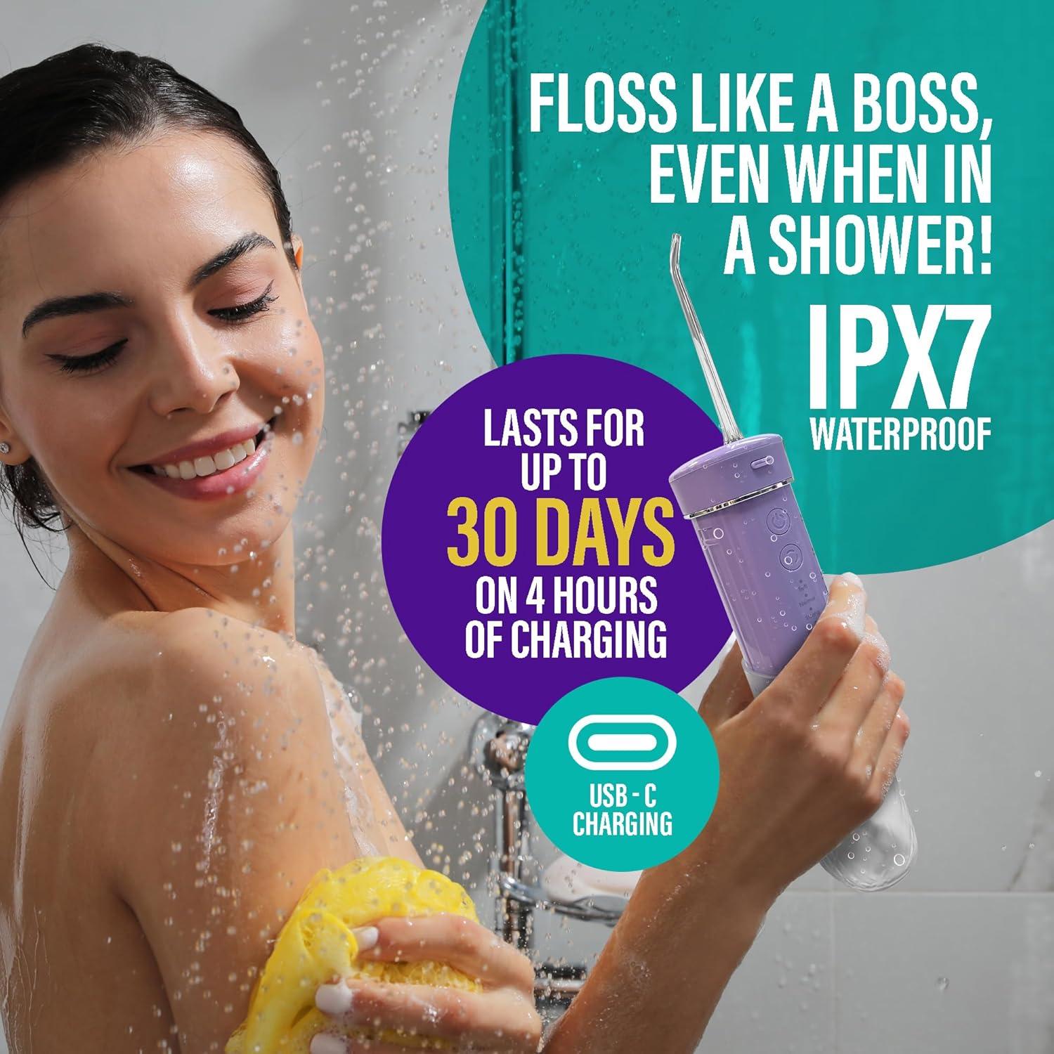 Irrigador Oral Portátil GuruNanda Lavanda, 4 Modos, 180 ml