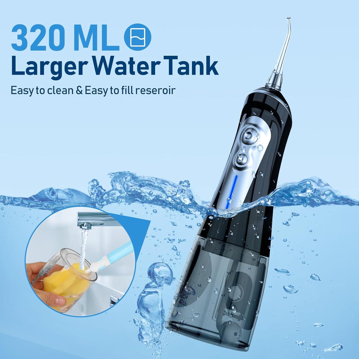 Irrigador Oral Inalámbrico NBGRLVS 320ml 6 Modos Recargable Negro