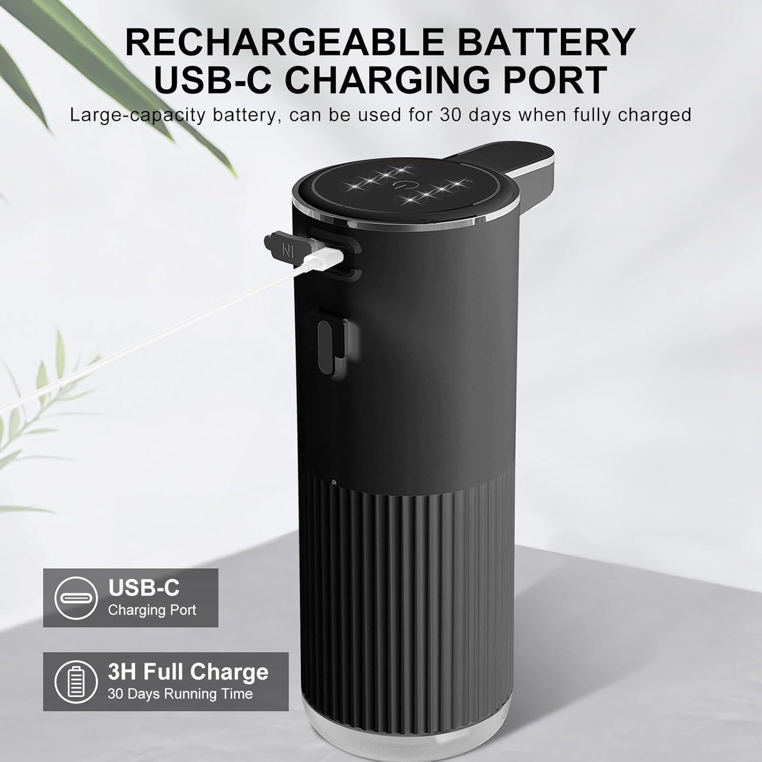 Dispensador Automático de Jabón Foyucool 360ml Recargable Negro