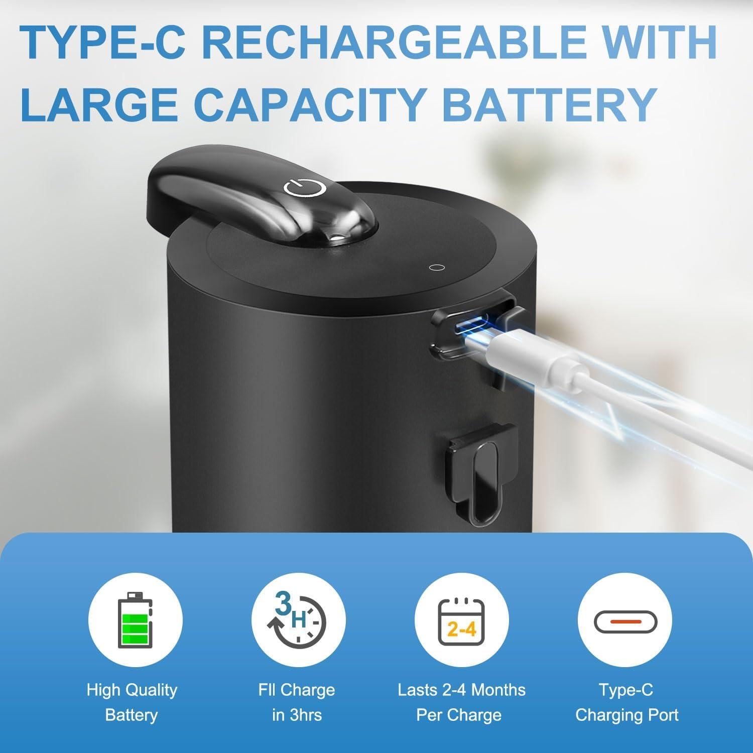 Dispensador Automático de Jabón Espumoso Varluckiner 380ml Negro