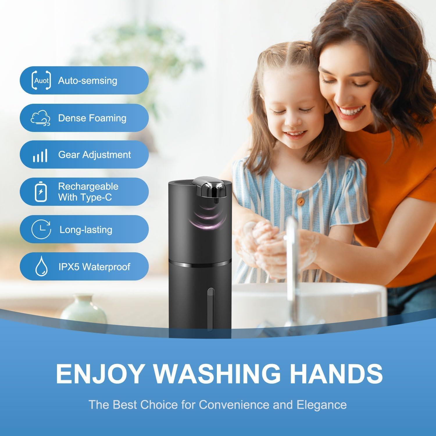 Dispensador Automático de Jabón Espumoso Varluckiner 380ml Negro