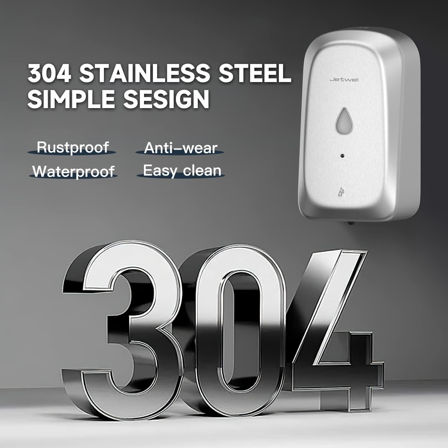 Dispensador de Jabón Automático JETWELL 1000 ml Acero Inoxidable