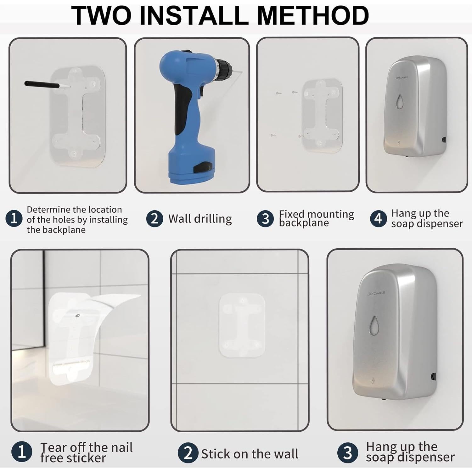 Dispensador de Jabón Automático JETWELL 1000 ml Acero Inoxidable