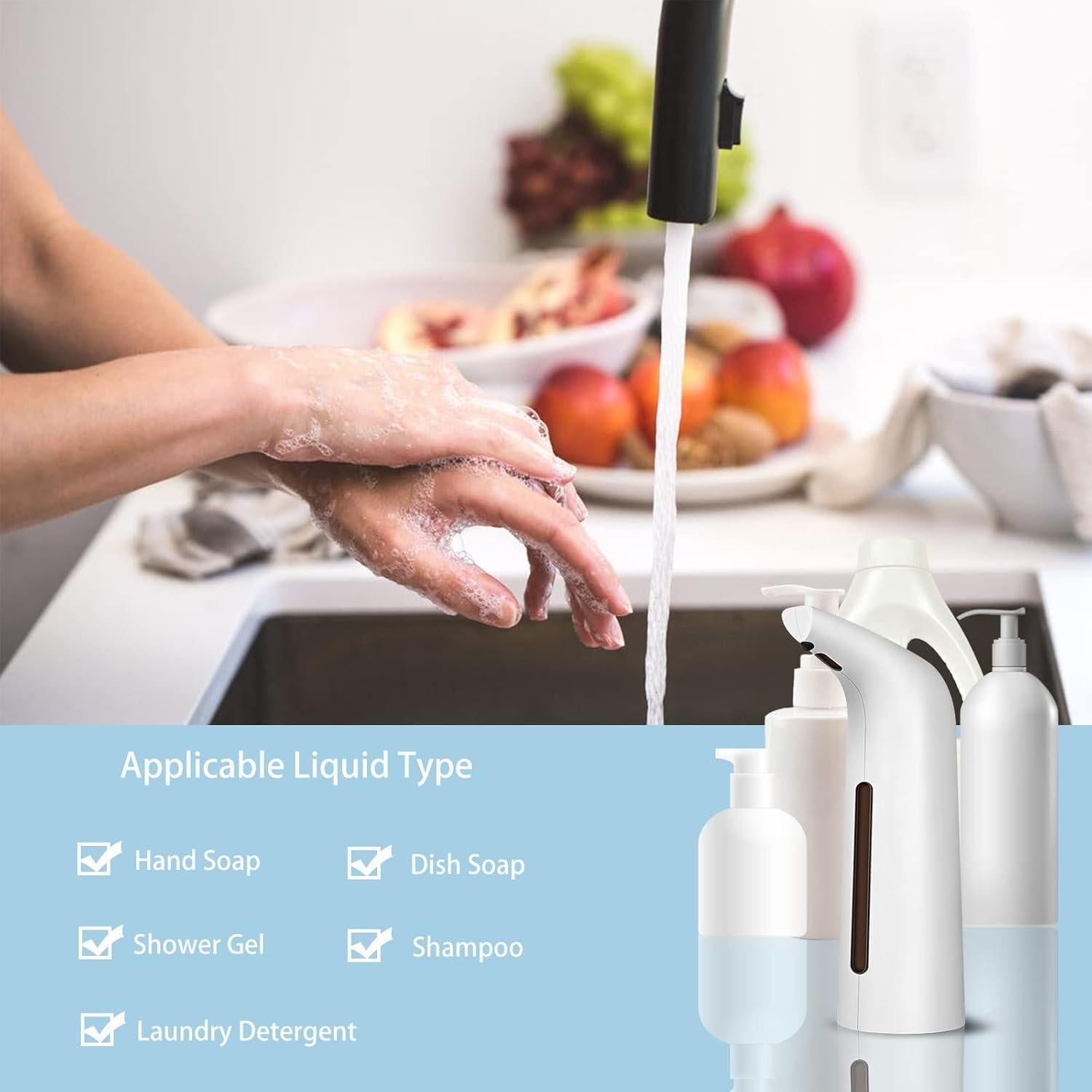 Dispensador de Jabón Automático TUMAN Pro 400ml Blanco IPX6