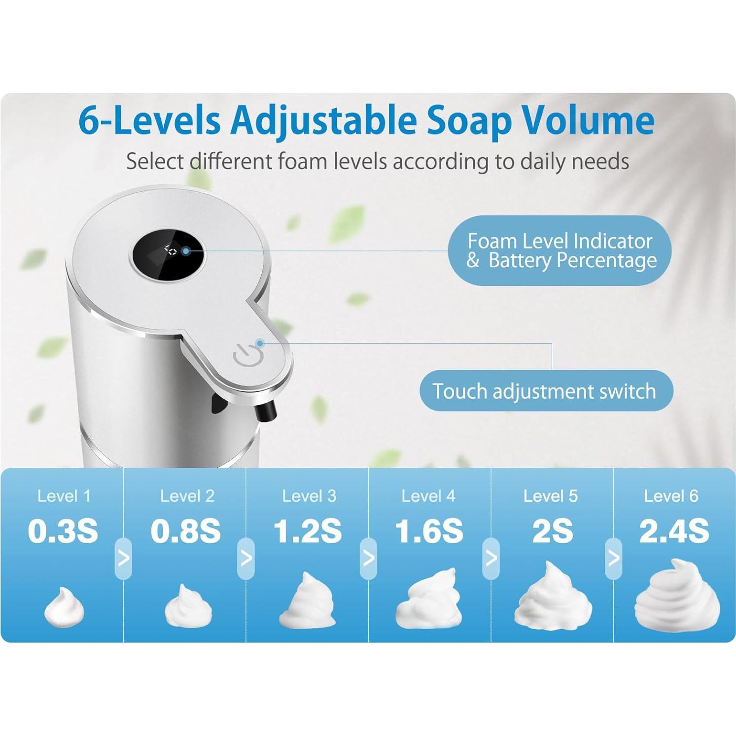 Dispensador Automático de Jabón Espumoso Uarnicey 362ml Recargable