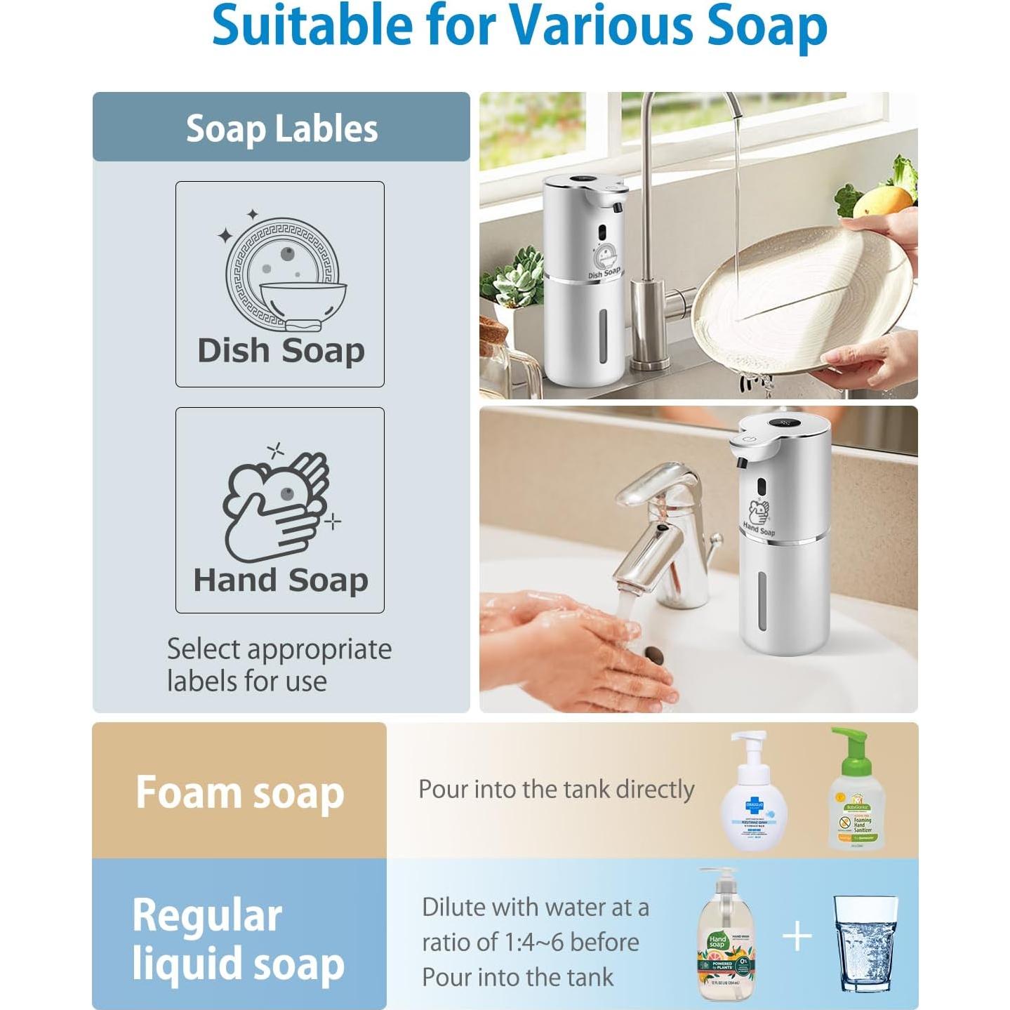 Dispensador Automático de Jabón Espumoso Uarnicey 362ml Recargable