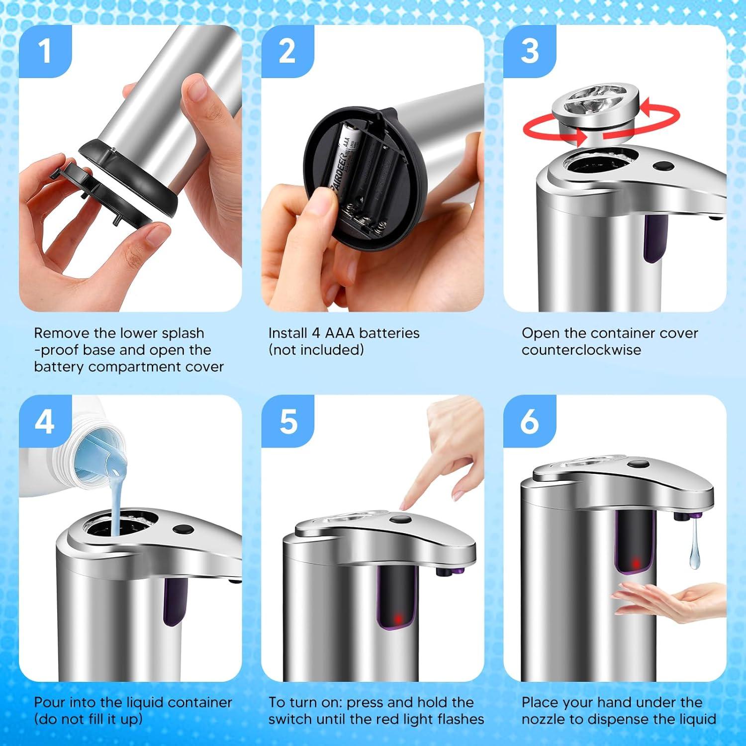 Dispensador de Jabón Automático Bensbl 2 Pcs Acero Inoxidable