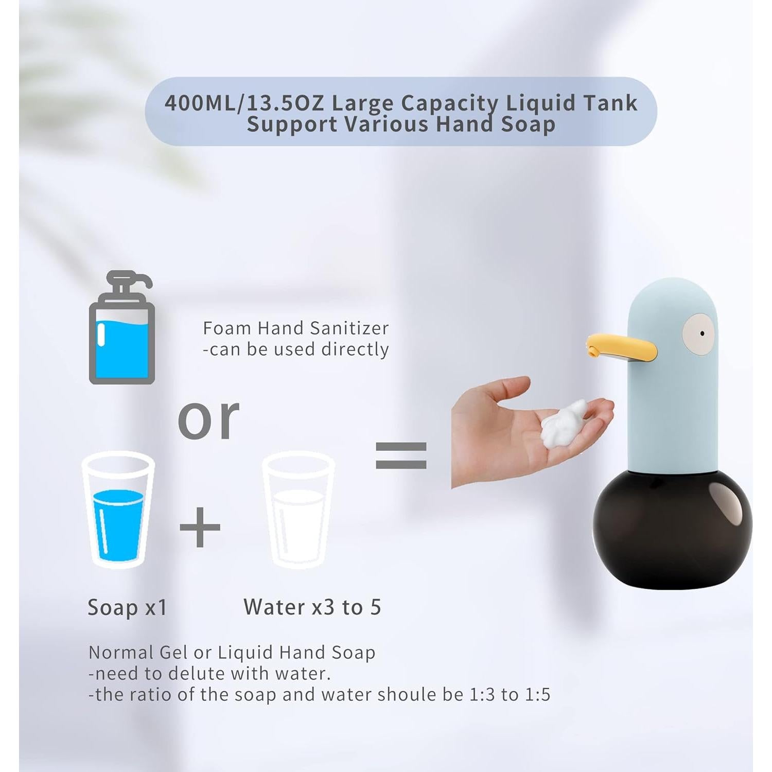 Dispensador de Jabón Espumoso Automático BESLOWLY 400ml Pato Azul