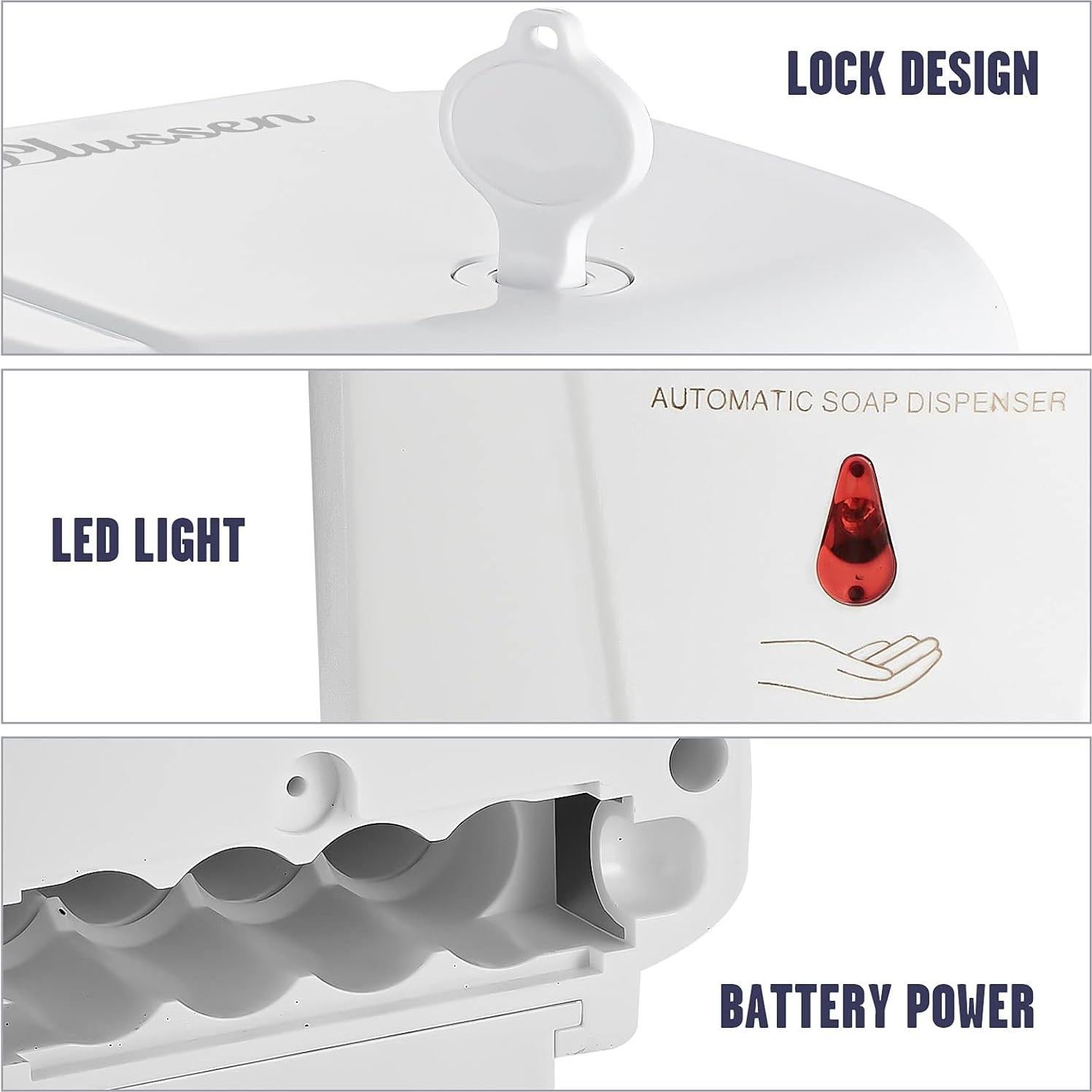 Dispensador de Jabón Automático PLUSSEN 600ml Blanco Sin Contacto