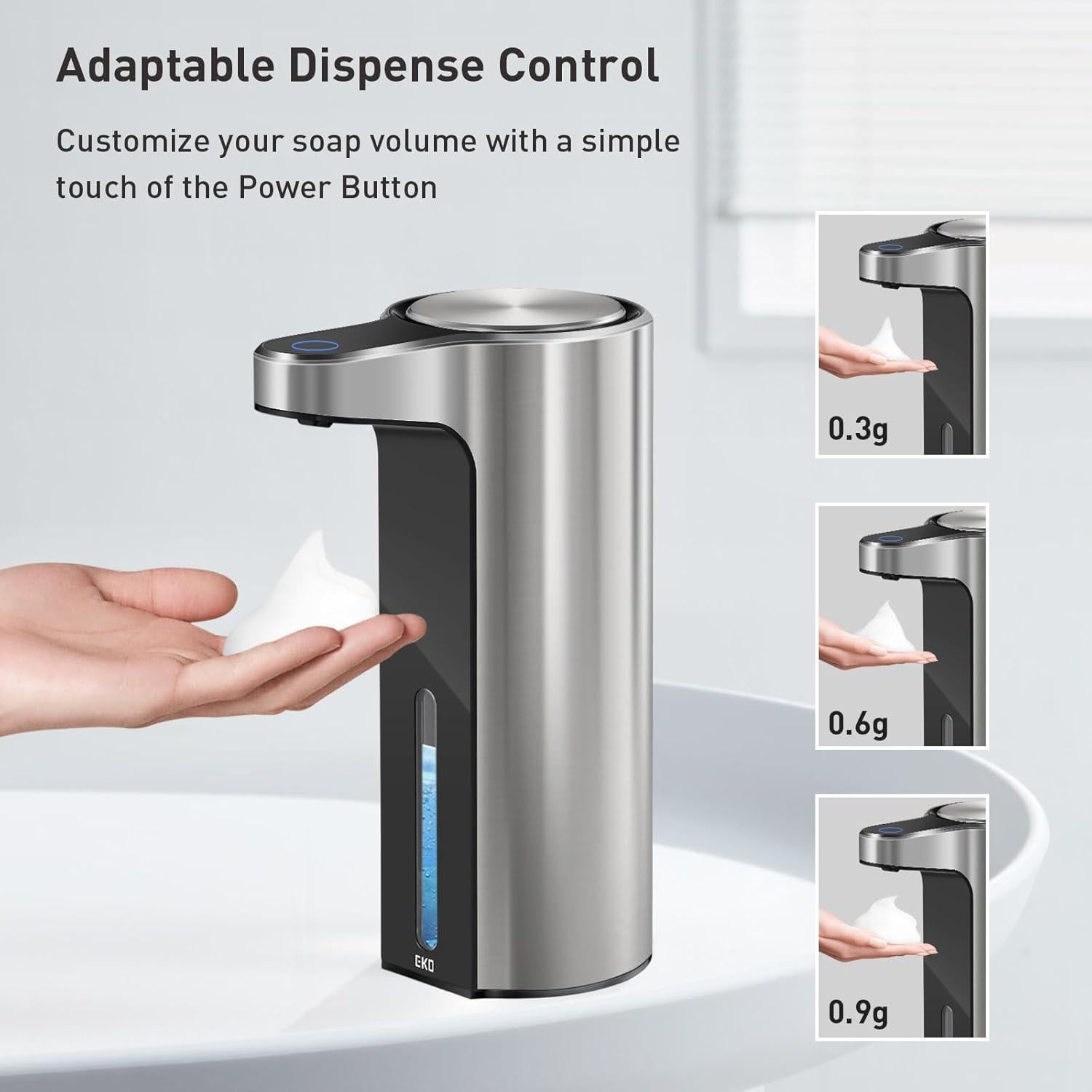 Dispensador Automático de Jabón Espumoso EKO 266 ml Acero Inoxidable