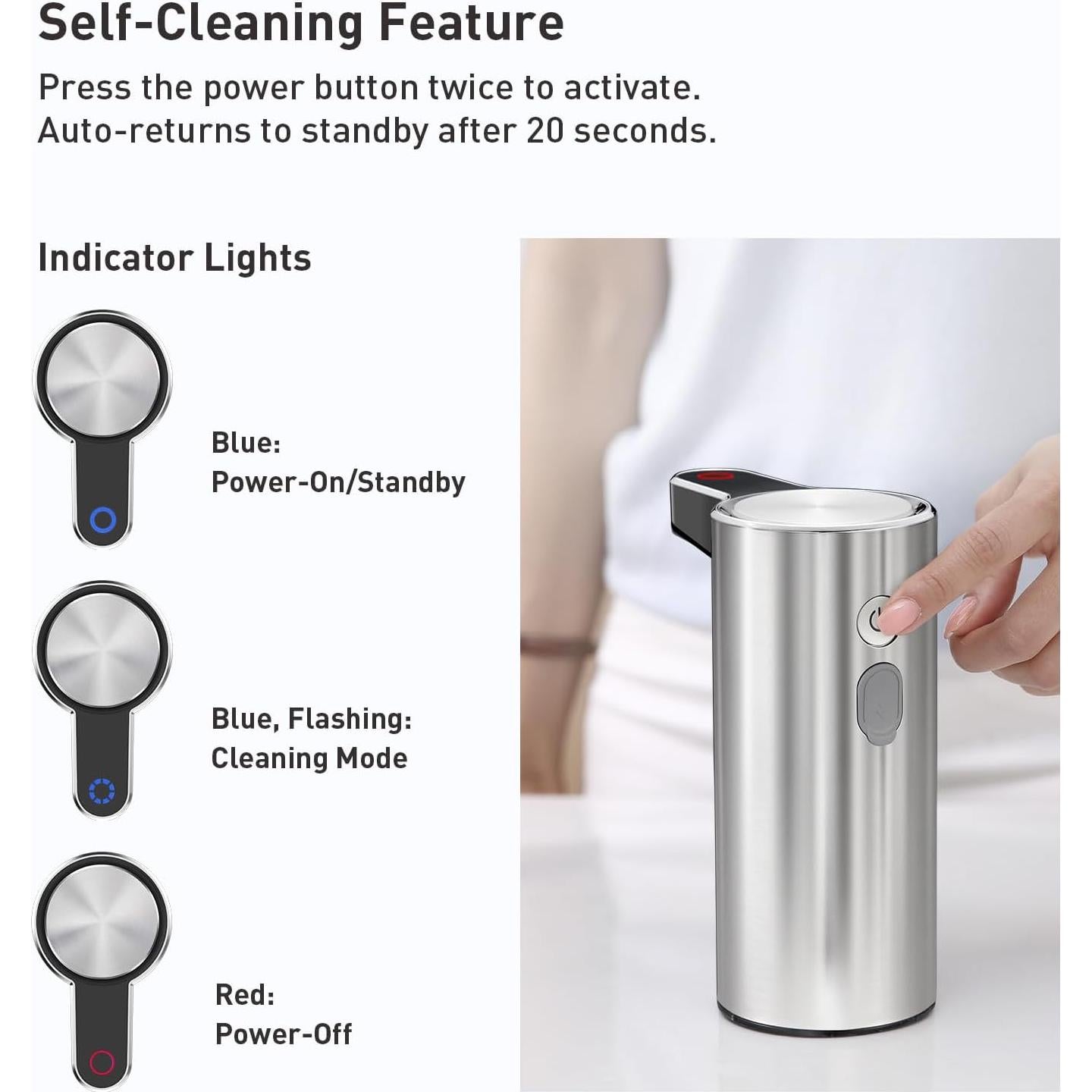 Dispensador Automático de Jabón Espumoso EKO 266 ml Acero Inoxidable