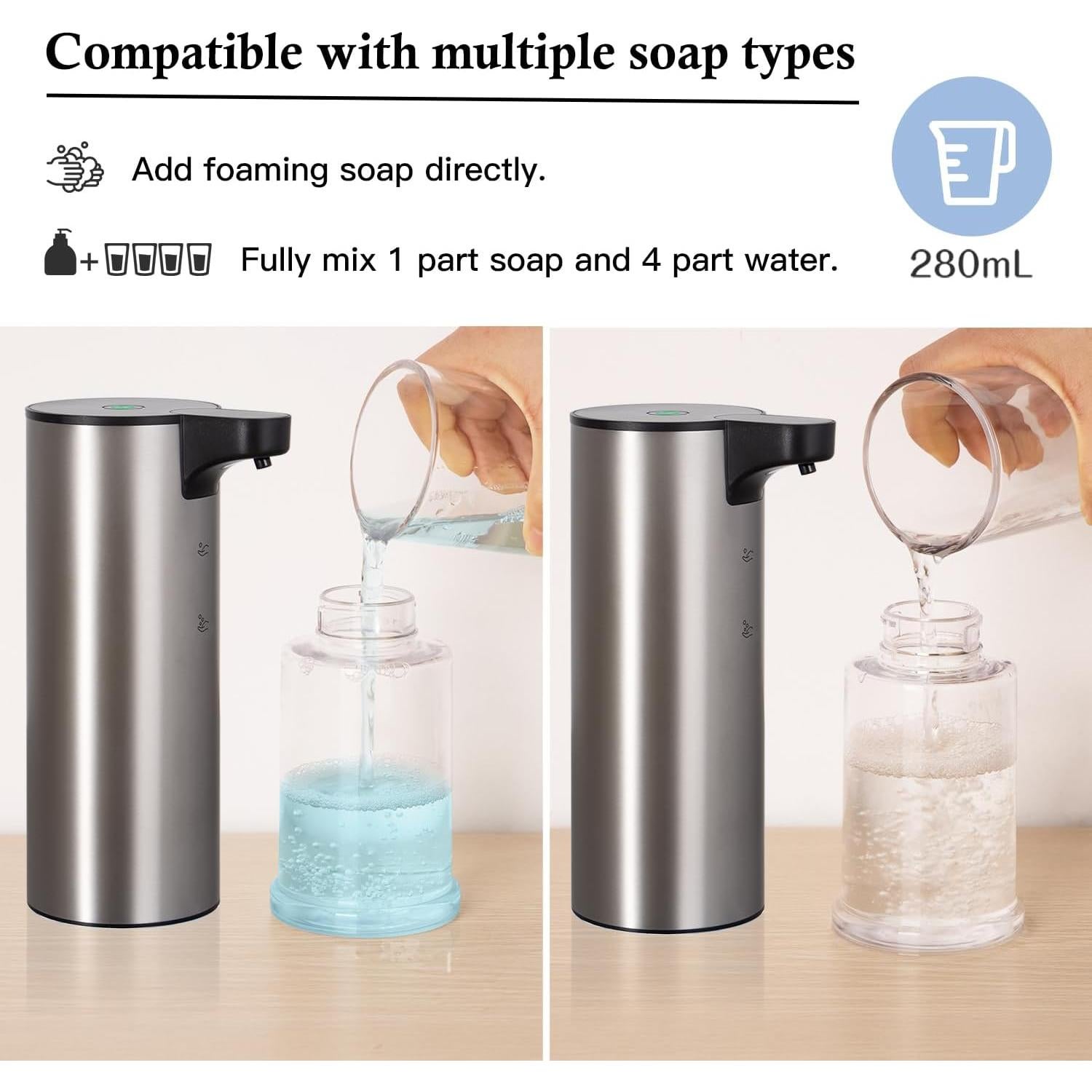 Dispensador de Jabón Automático LAOPAO Acero Inoxidable 0.56kg