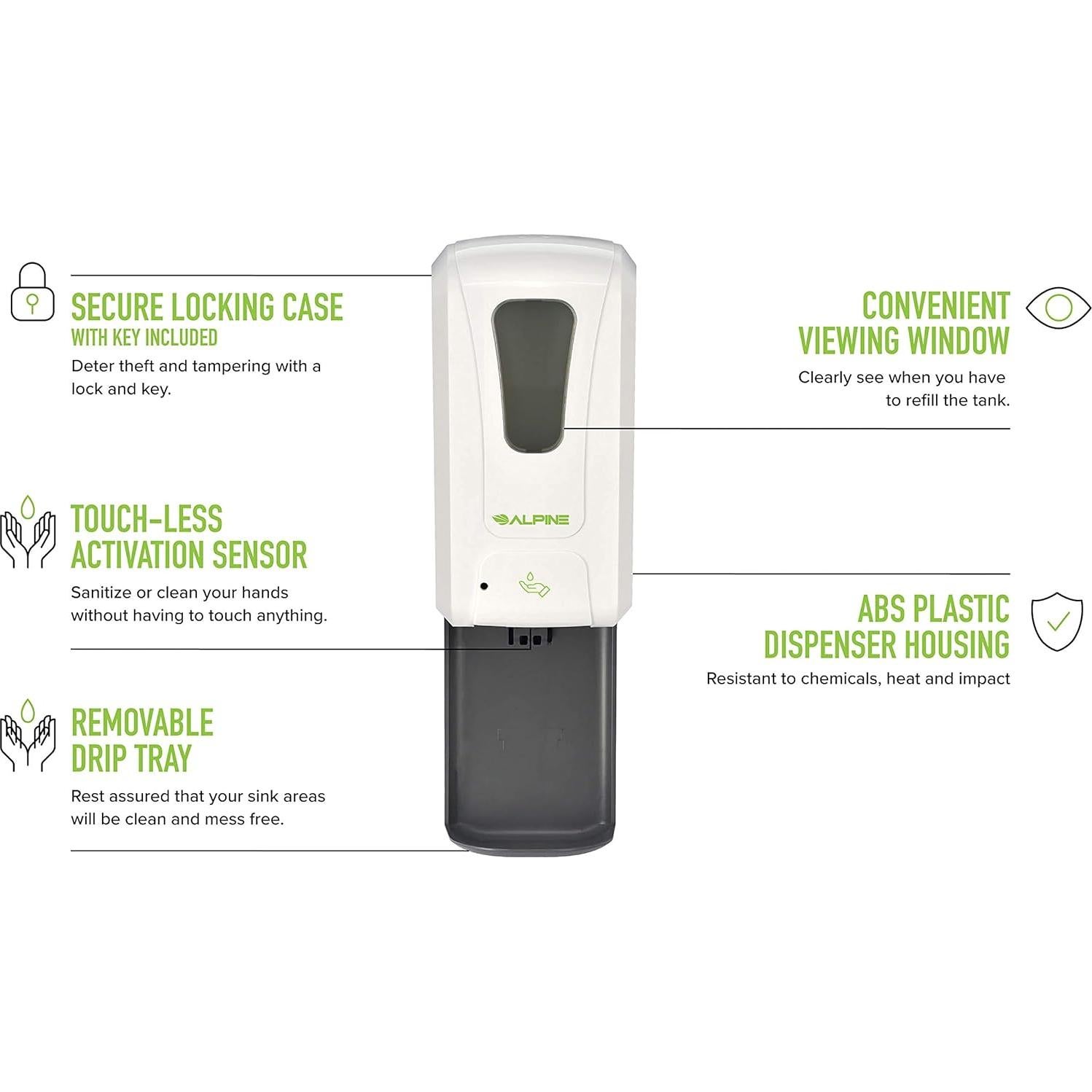 Dispensador Automático de Jabón Sin Contacto Alpine 1200ml Blanco