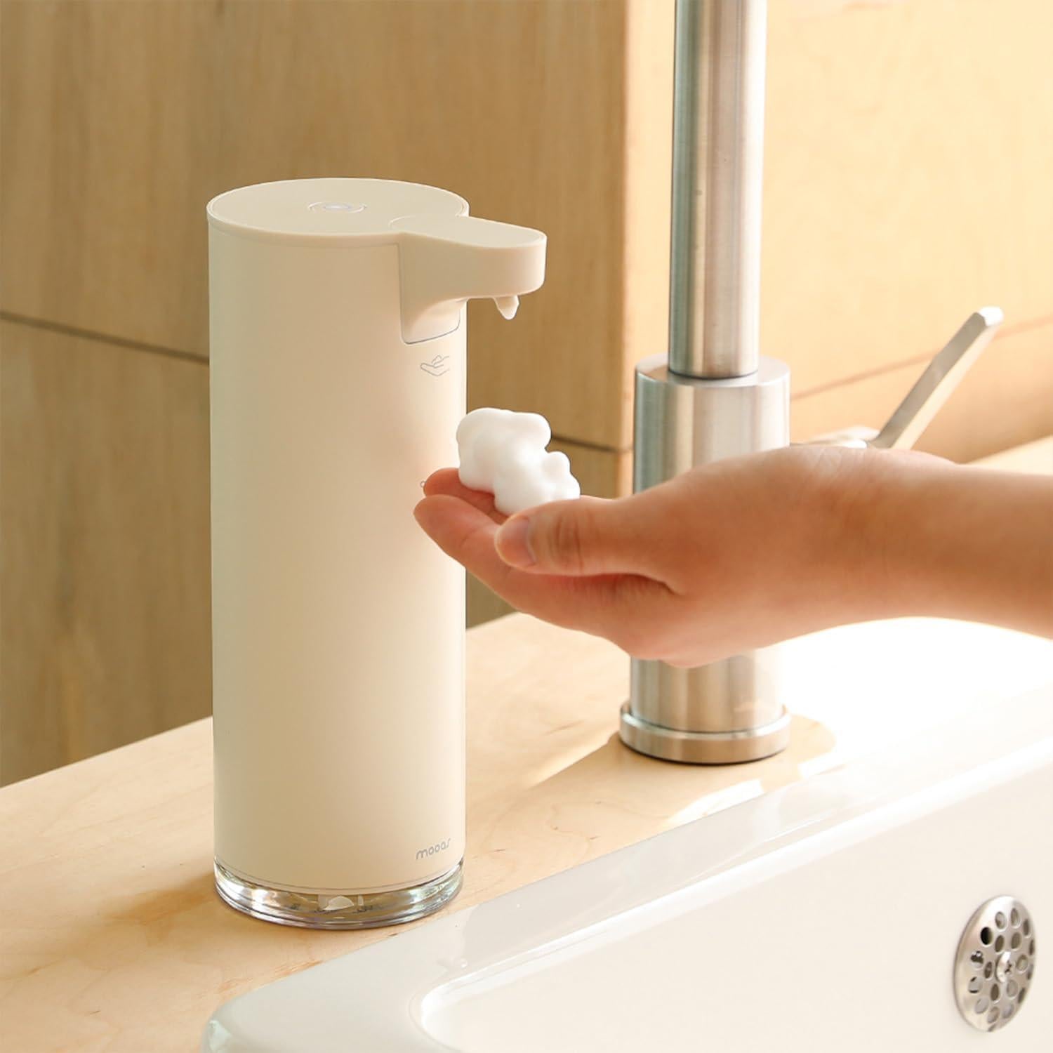 Dispensador Automático de Jabón Espumoso Mooas Marfil 277ml