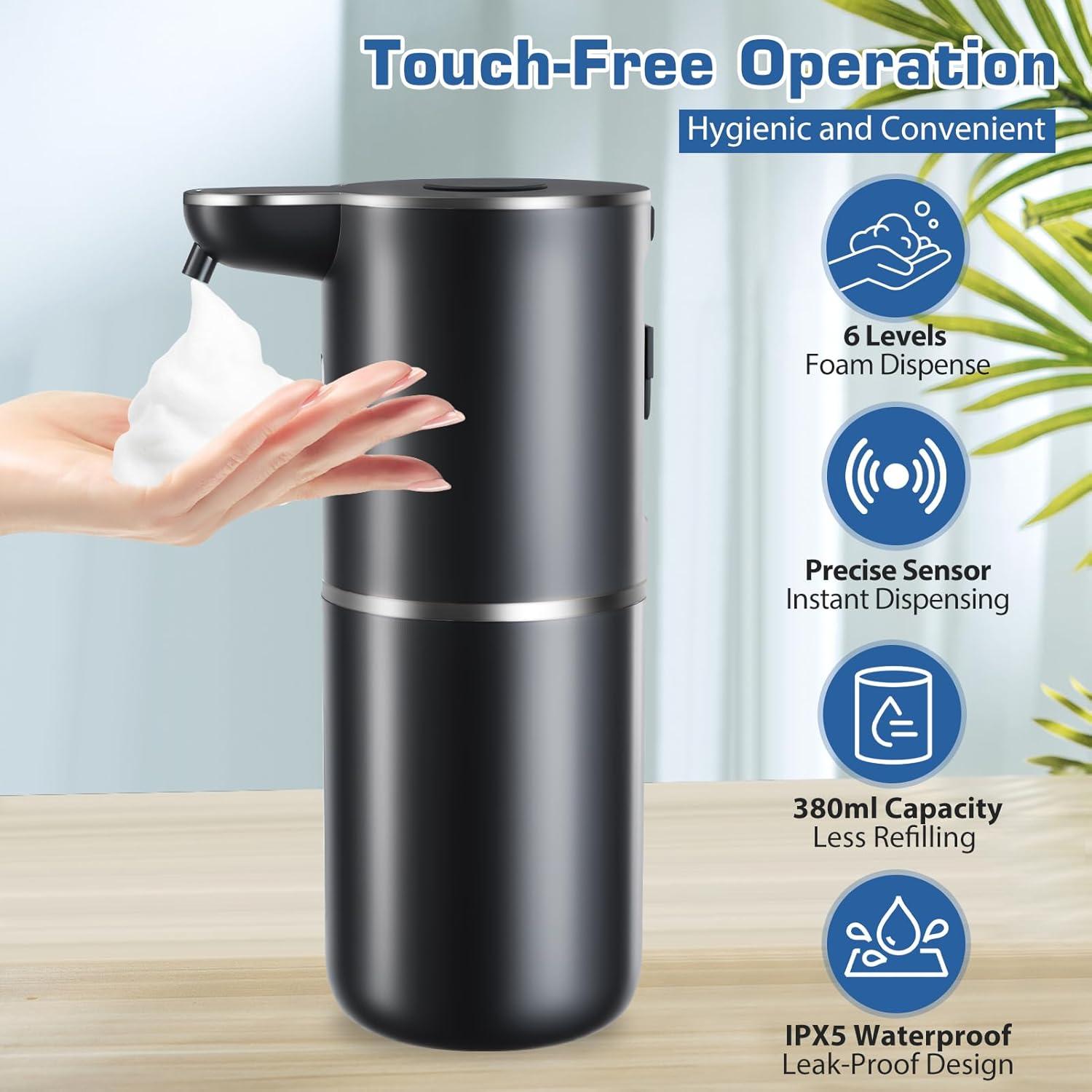 Dispensador Automático de Jabón Espumoso XINKORA 380ml Negro