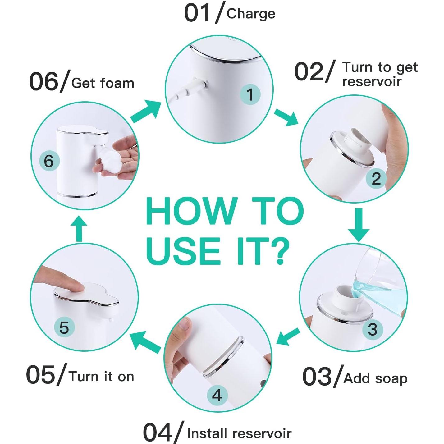 Dispensador de Jabón Automático LAOPAO 300ml Blanco Recargable