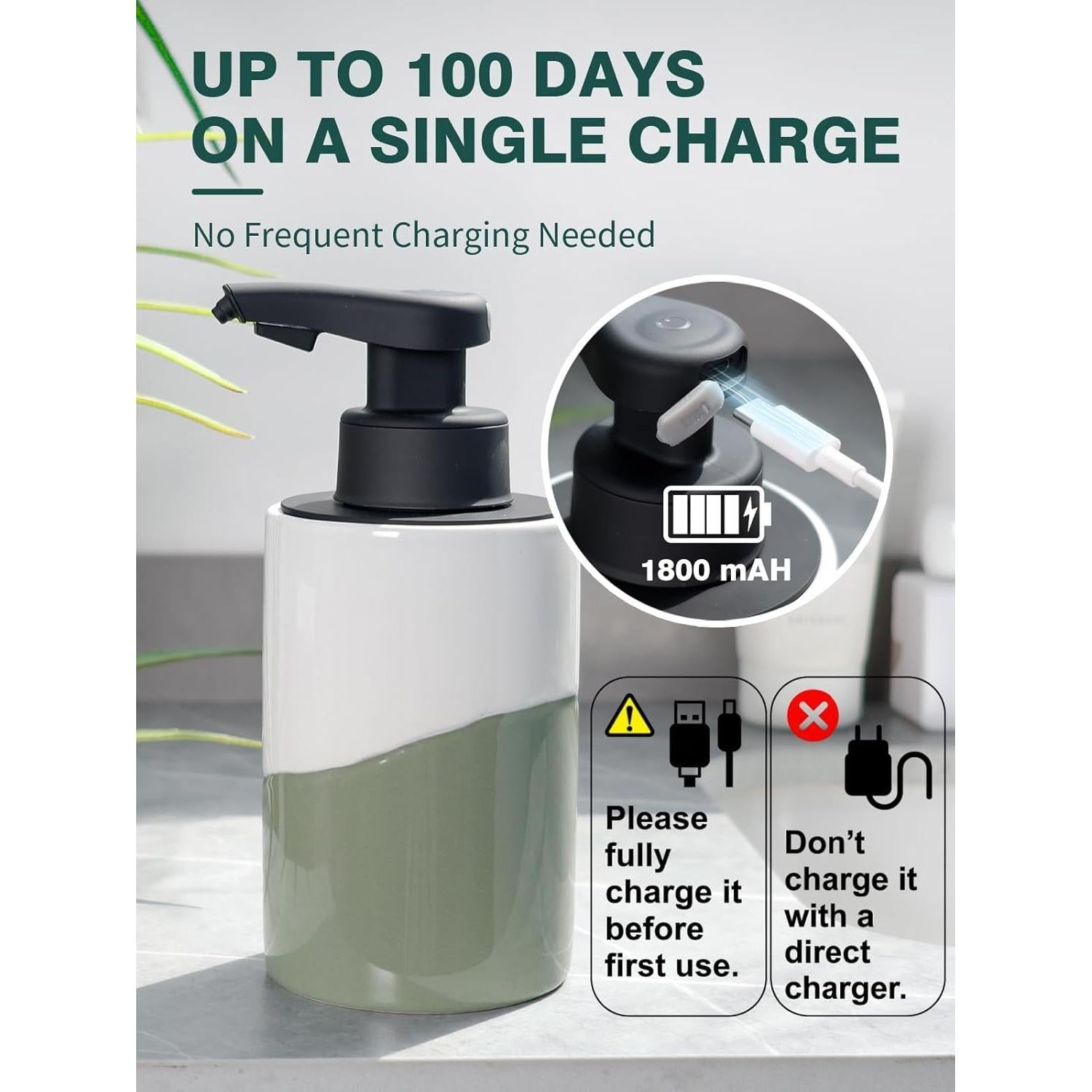 Dispensador Automático de Jabón BosilunLife Cerámico 300ml