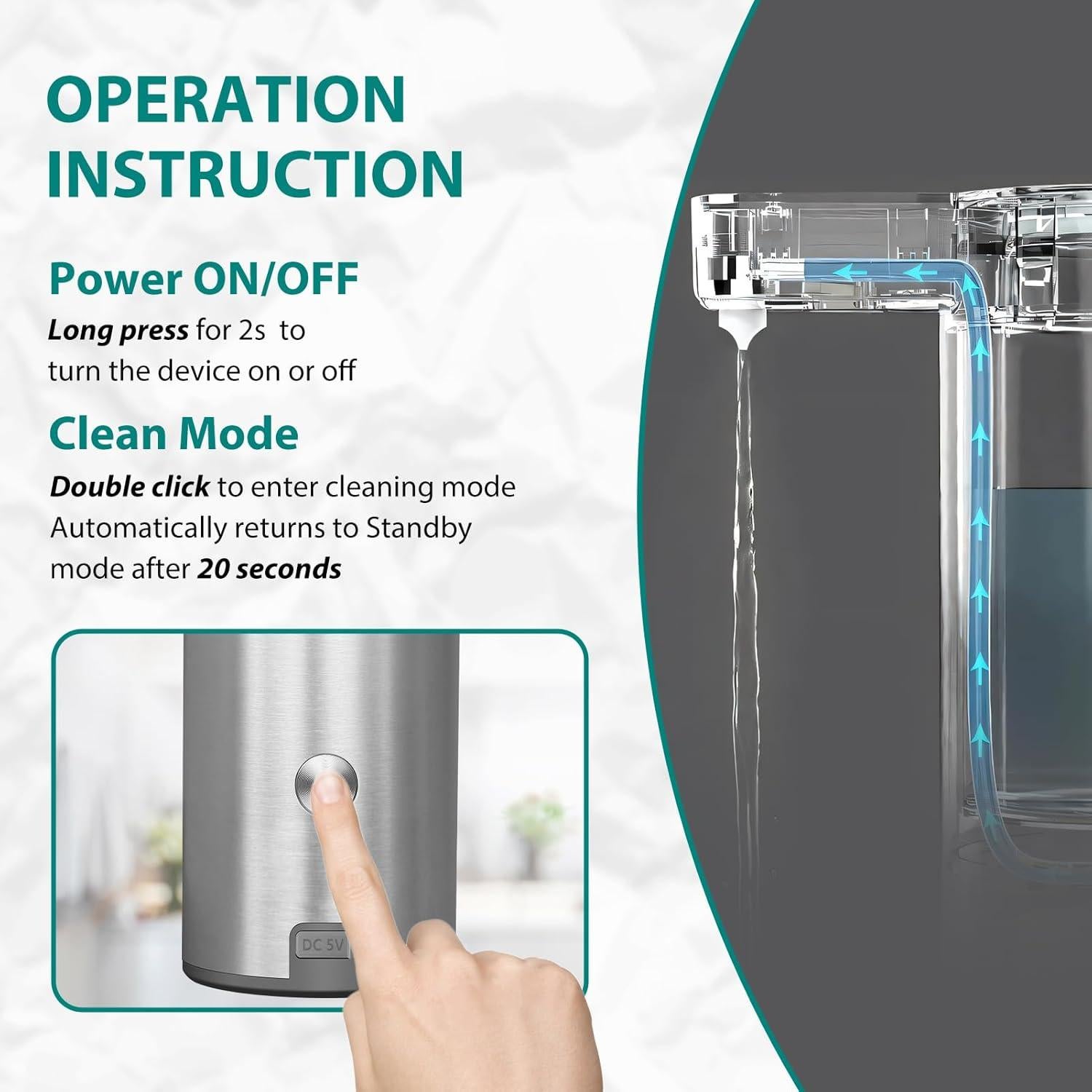 Dispensador Automático de Jabón Mamiddle Plata IPX5 USB-C