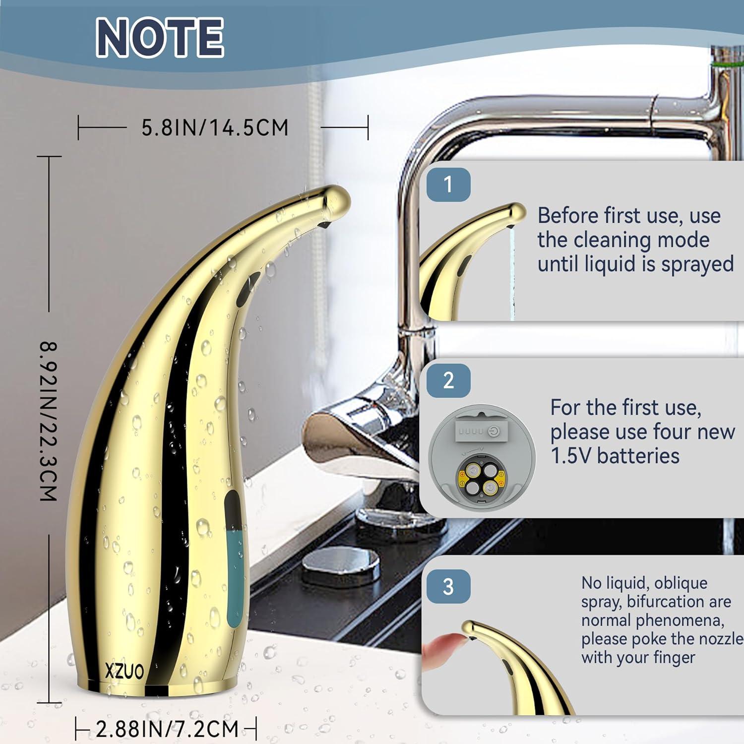 Dispensador Automático de Jabón XZUO Dorado - Sin Contacto, 4 Niveles