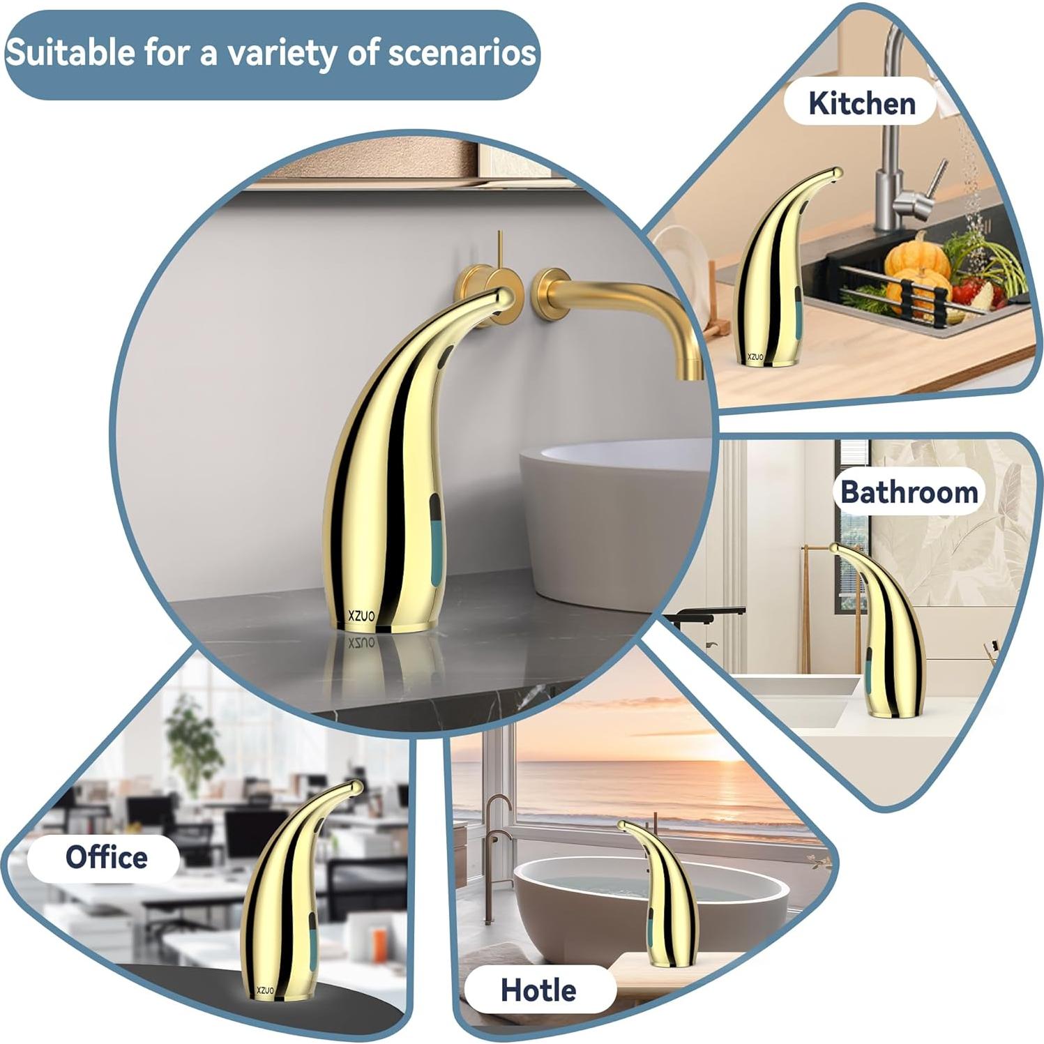Dispensador Automático de Jabón XZUO Dorado - Sin Contacto, 4 Niveles