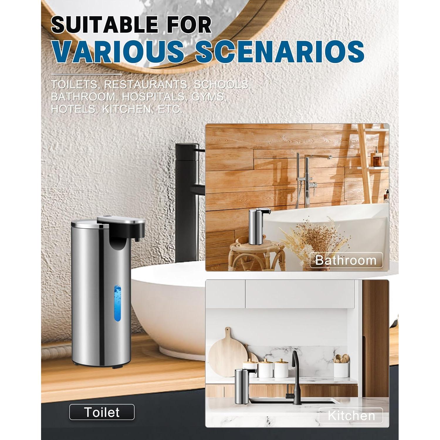 Dispensador de Jabón Automático Mzjqon 340ml Acero Inoxidable