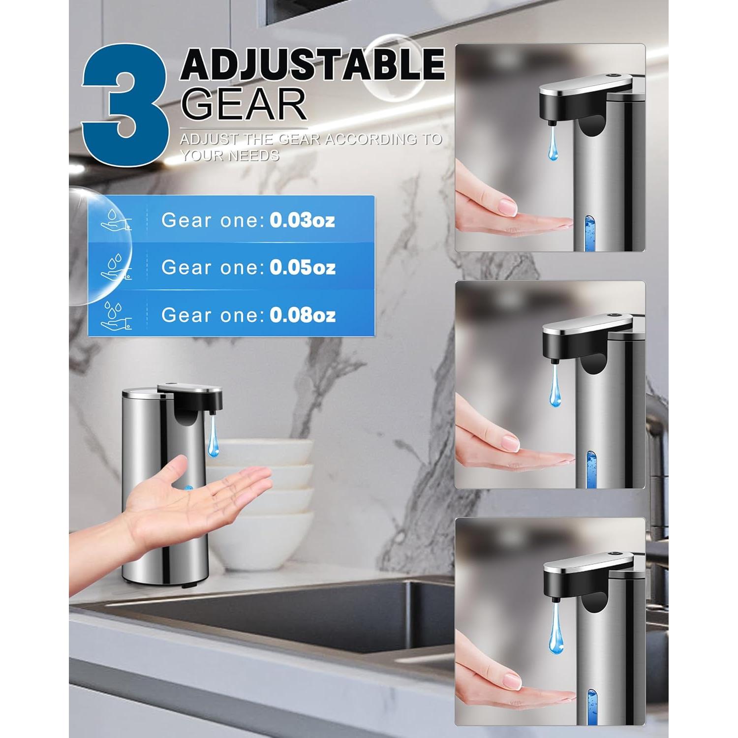 Dispensador de Jabón Automático Mzjqon 340ml Acero Inoxidable