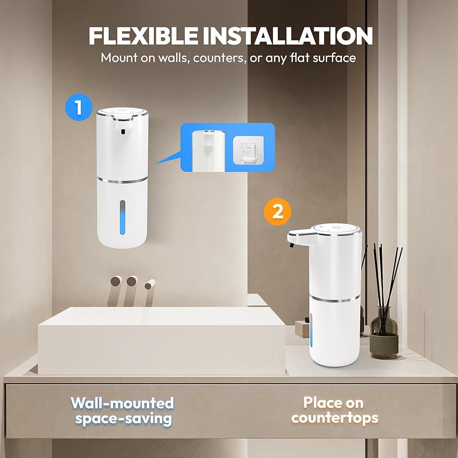 Paquete de 2 dispensadores automáticos de jabón espumoso MTYGK 400ml