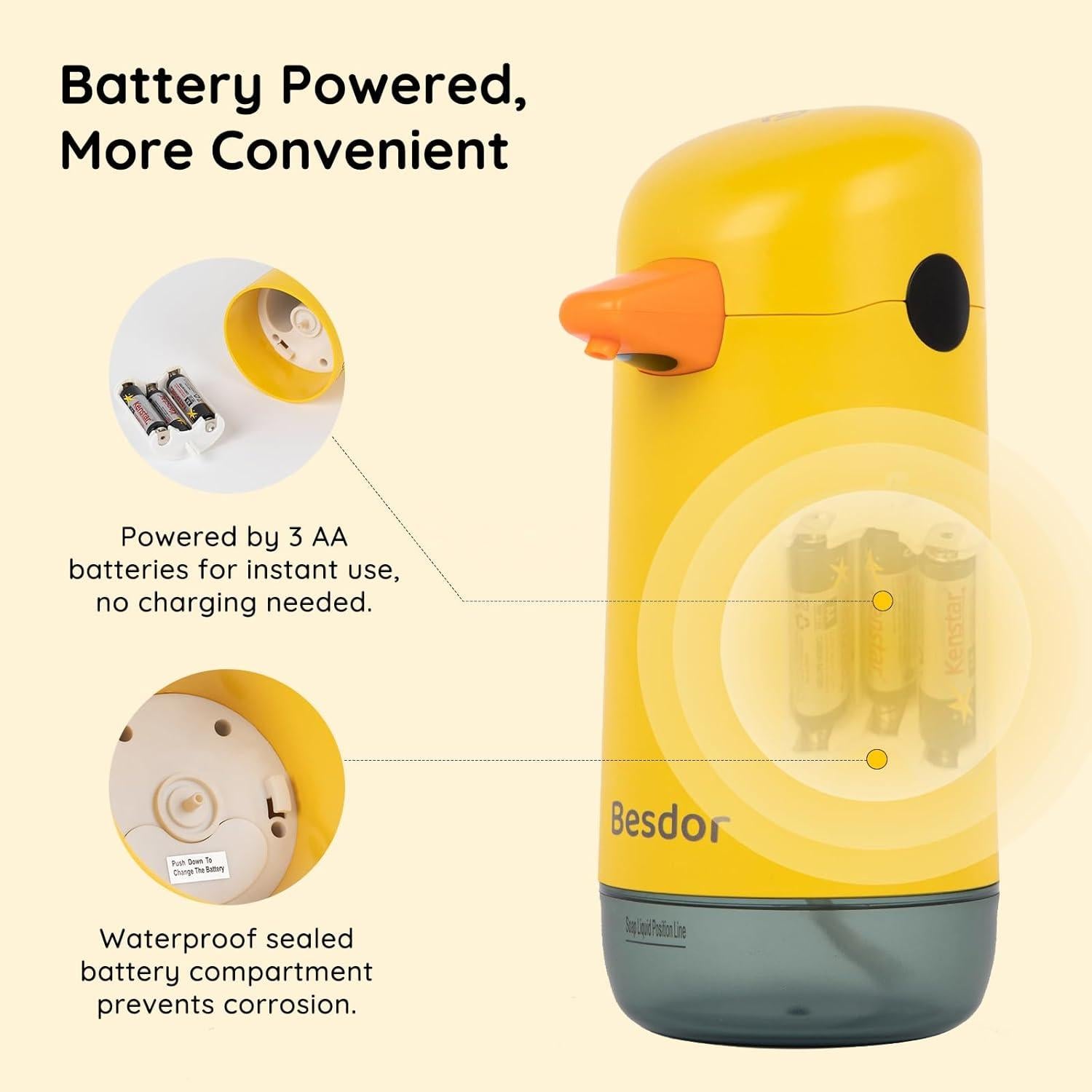 Dispensador Automático de Jabón Espumoso Besdor Pato Amarillo