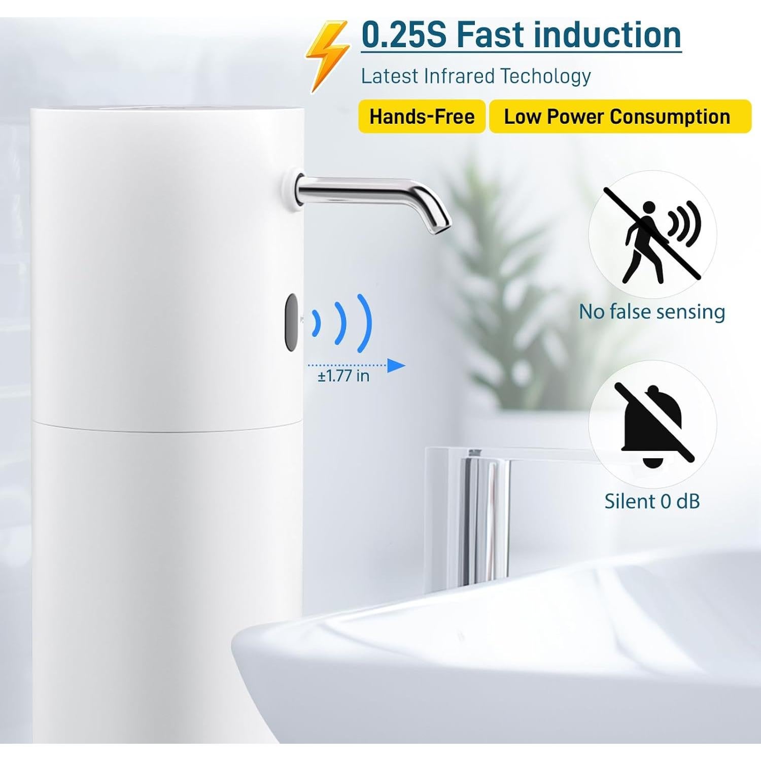 Dispensador de Jabón Automático WRISIN 450 ml, Sin Contacto