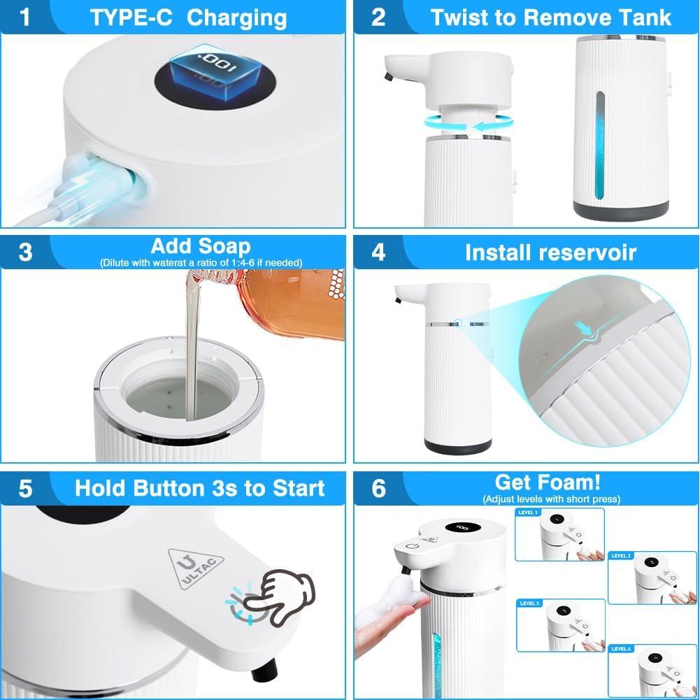Dispensador Automático de Jabón ULTAC 420ml Sin Contacto