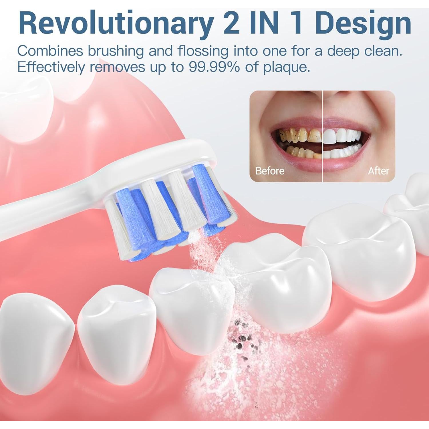 Cepillo de dientes eléctrico 2 en 1 Marchpower con irrigador