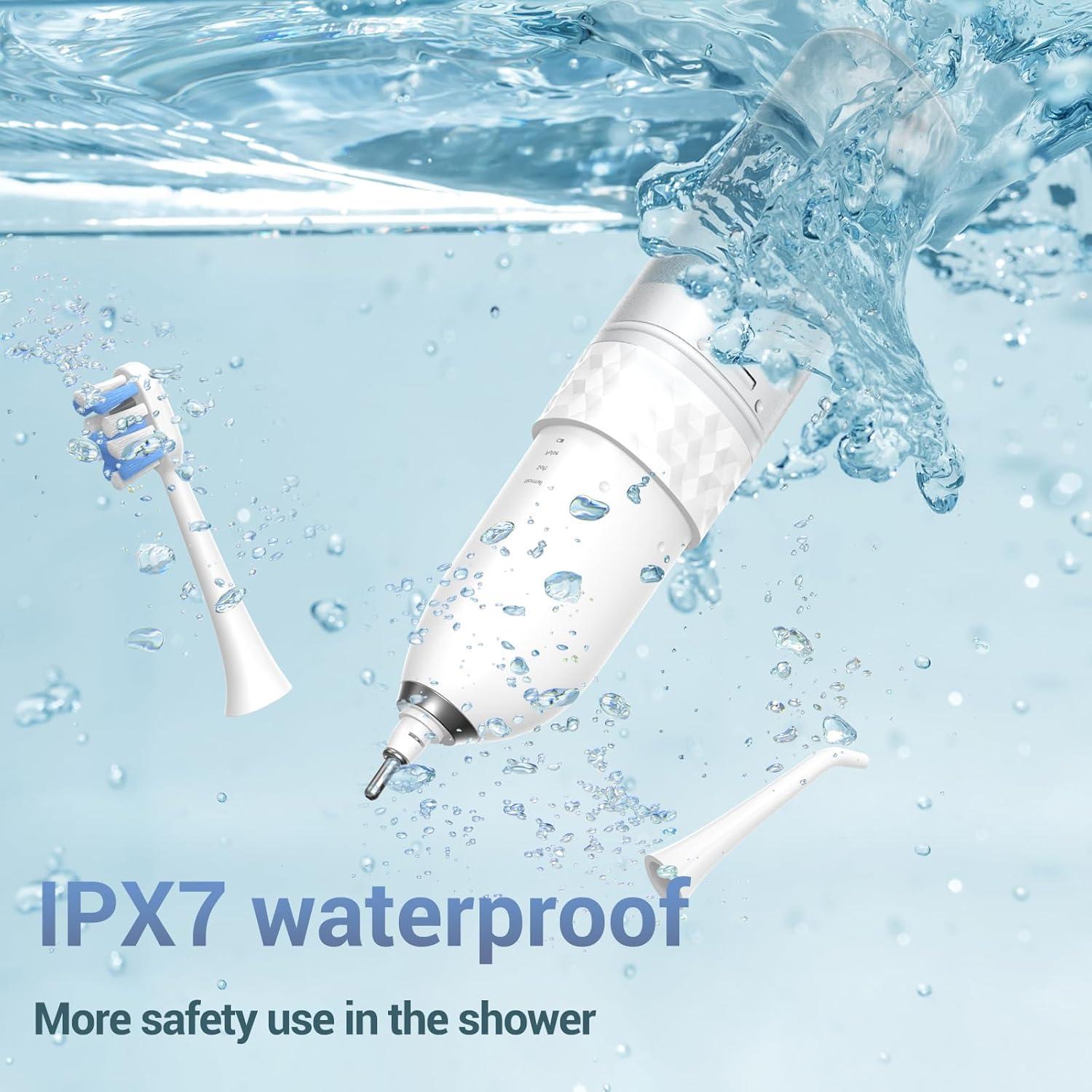 Cepillo de dientes eléctrico 2 en 1 Marchpower con irrigador