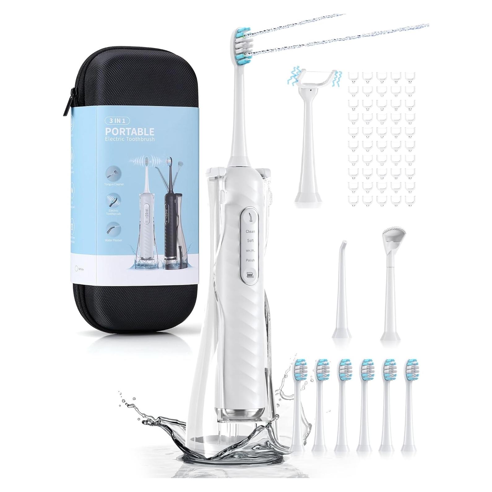 Cepillo de dientes eléctrico y irrigador Duolosy 4 en 1 blanco