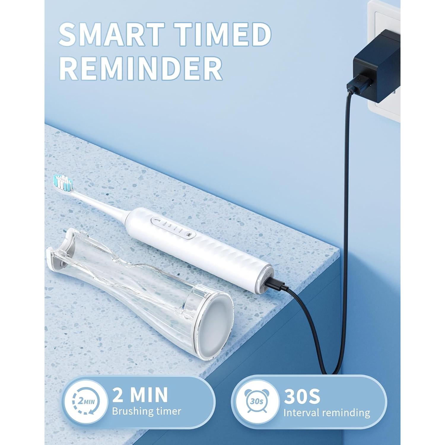 Cepillo de dientes eléctrico y irrigador Duolosy 4 en 1 blanco