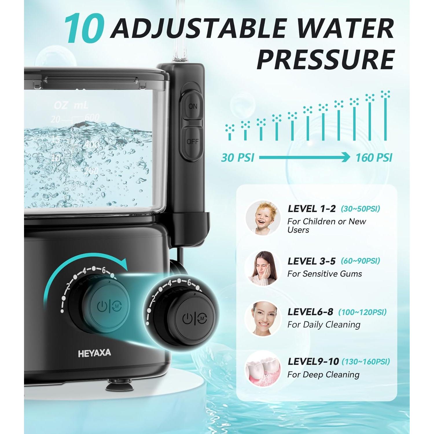 Combo Irrigador Dental y Cepillo Eléctrico HEXAYA 600ml 10 Modos