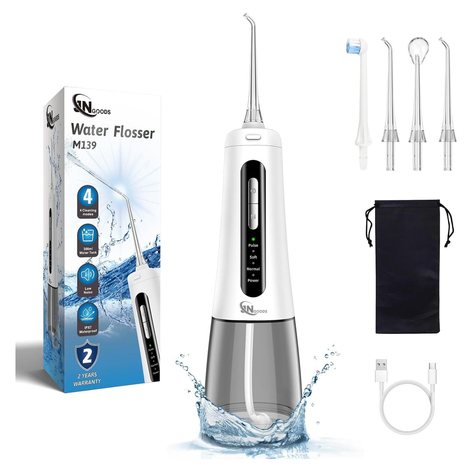 Irrigador bucal inalámbrico JNGOODS 300ml 4 modos IPX7